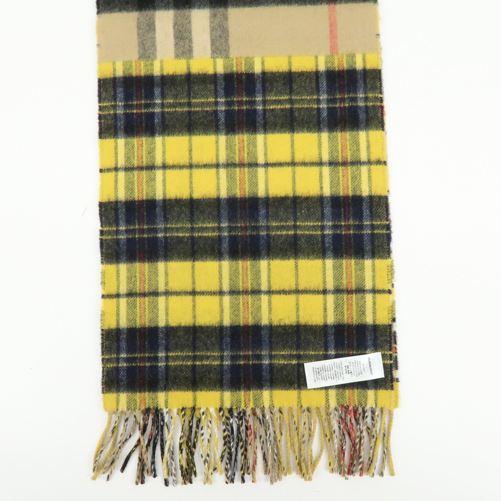 BURBERRY Nova Plaid Wool 100% Scarf Beige Yellow Navy Black Red