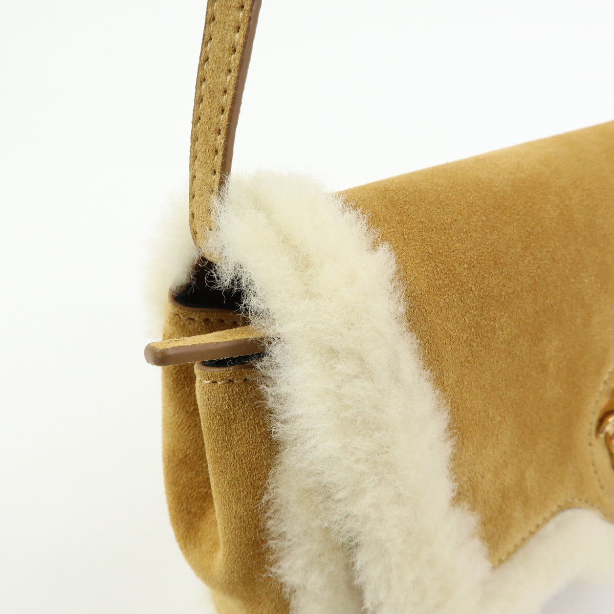 VERSACE Meduca Suede Fur 2Way Bag Hand Shoulder Bag Beige