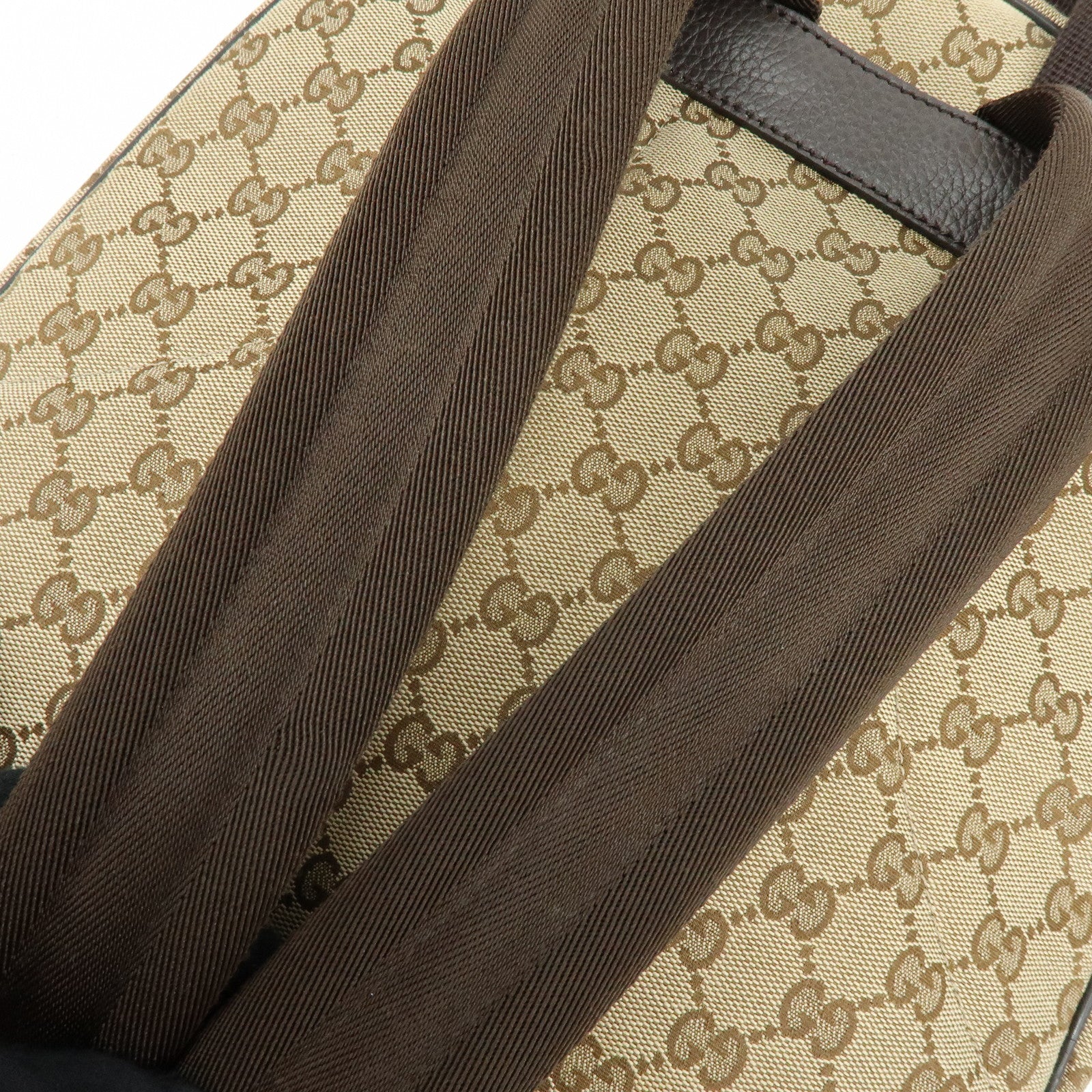 GUCCI GG Canvas Leather Backpack Rucksuck Beige Brown 449906