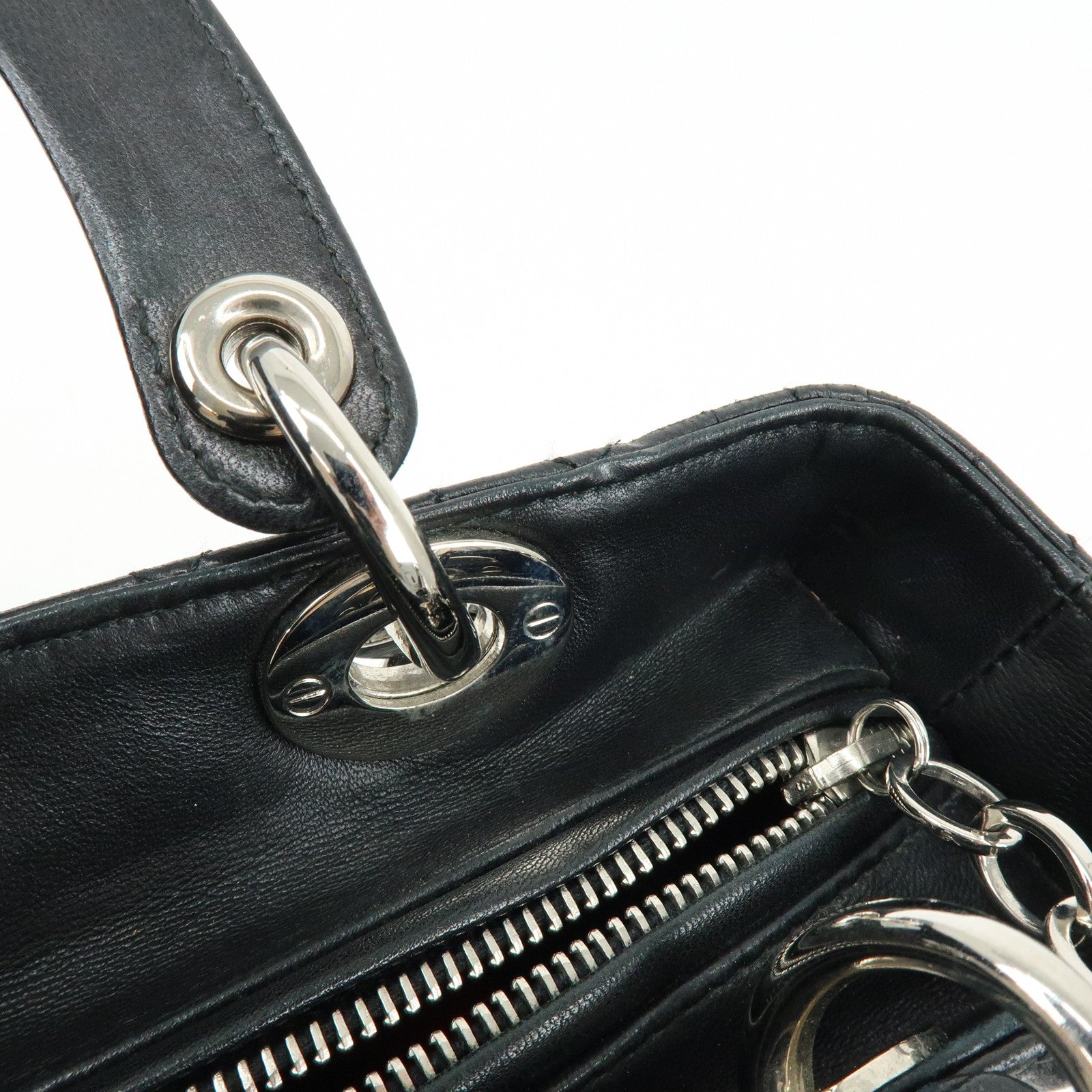 Christian Dior Lady Dior Cannage Leather 2Way Hand Shoulder Bag Black