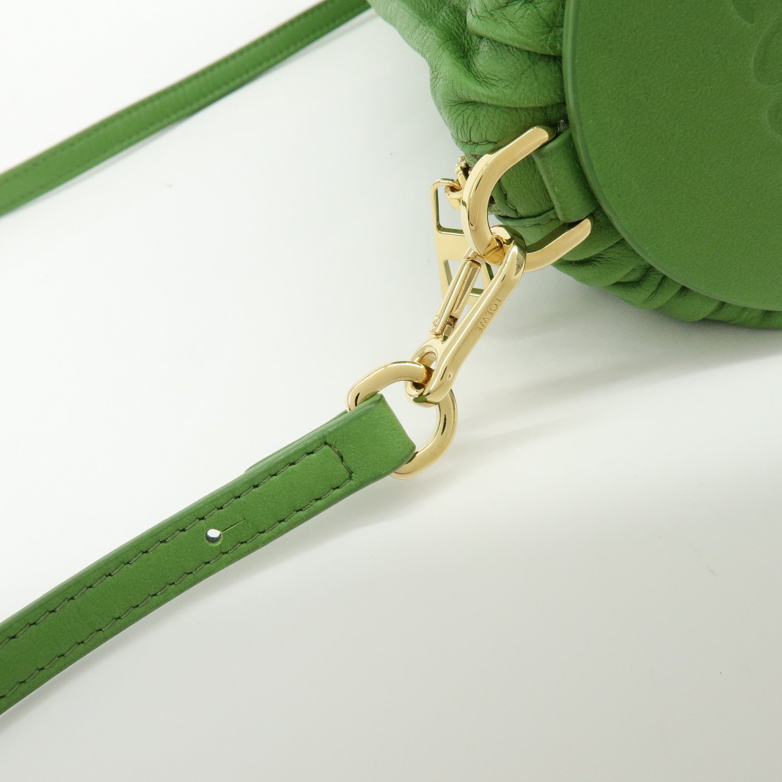 LOEWE Anagram Nappa Leather Shoulder Bag Bracelet Pouch Green