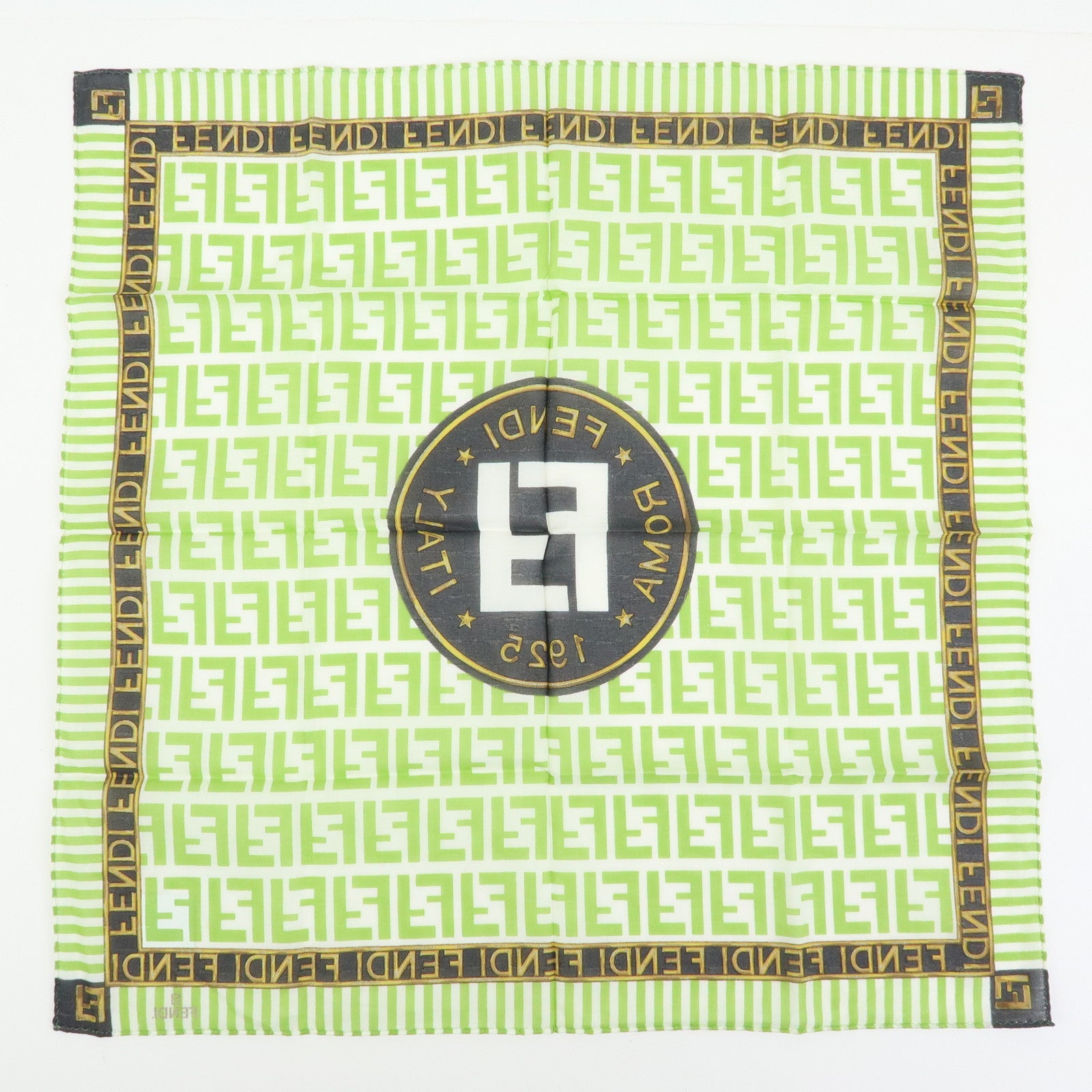 FENDI Zucca Zuccino Cotton 100% Lot of 5 Handkerchief Brown Green Pink