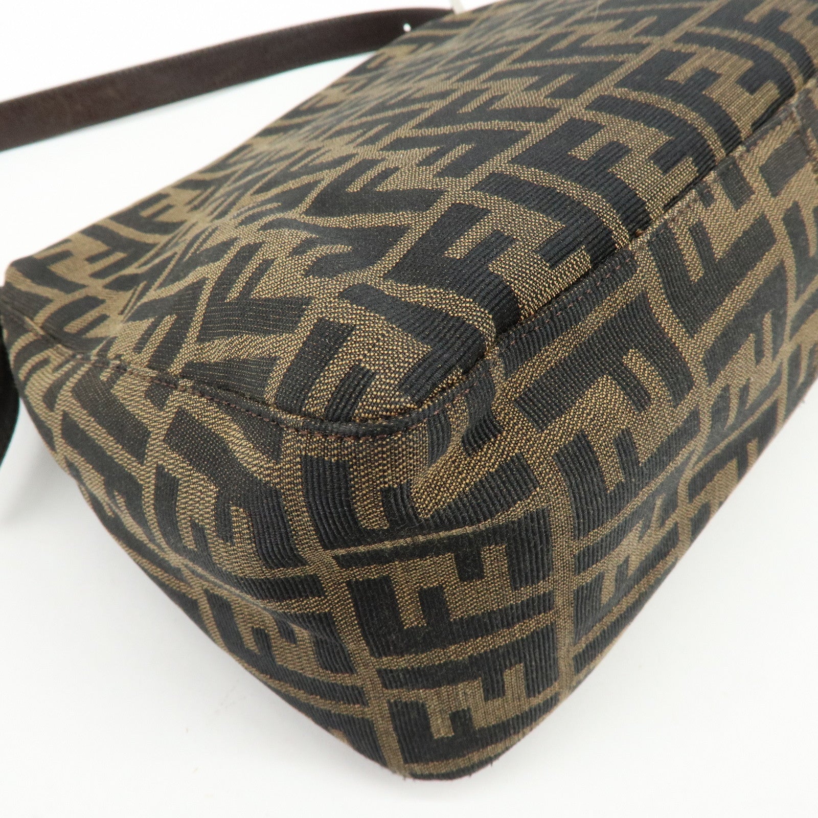 FENDI Mamma Baguette Canvas Leather Shoulder Hand Bag Brown 17132642