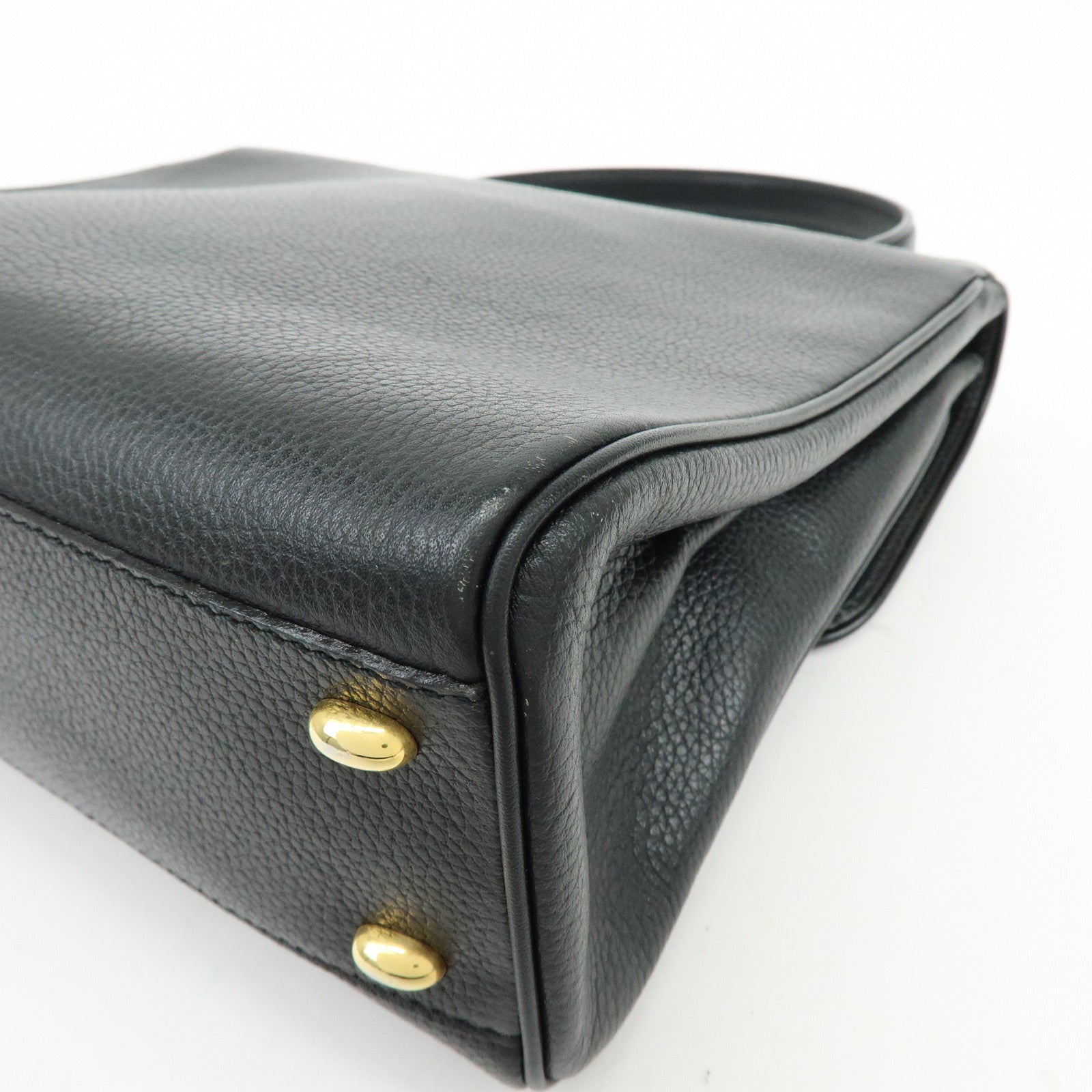 CELINE Leather 2WAY Bag Top Handle Bag Shoulder Bag Black