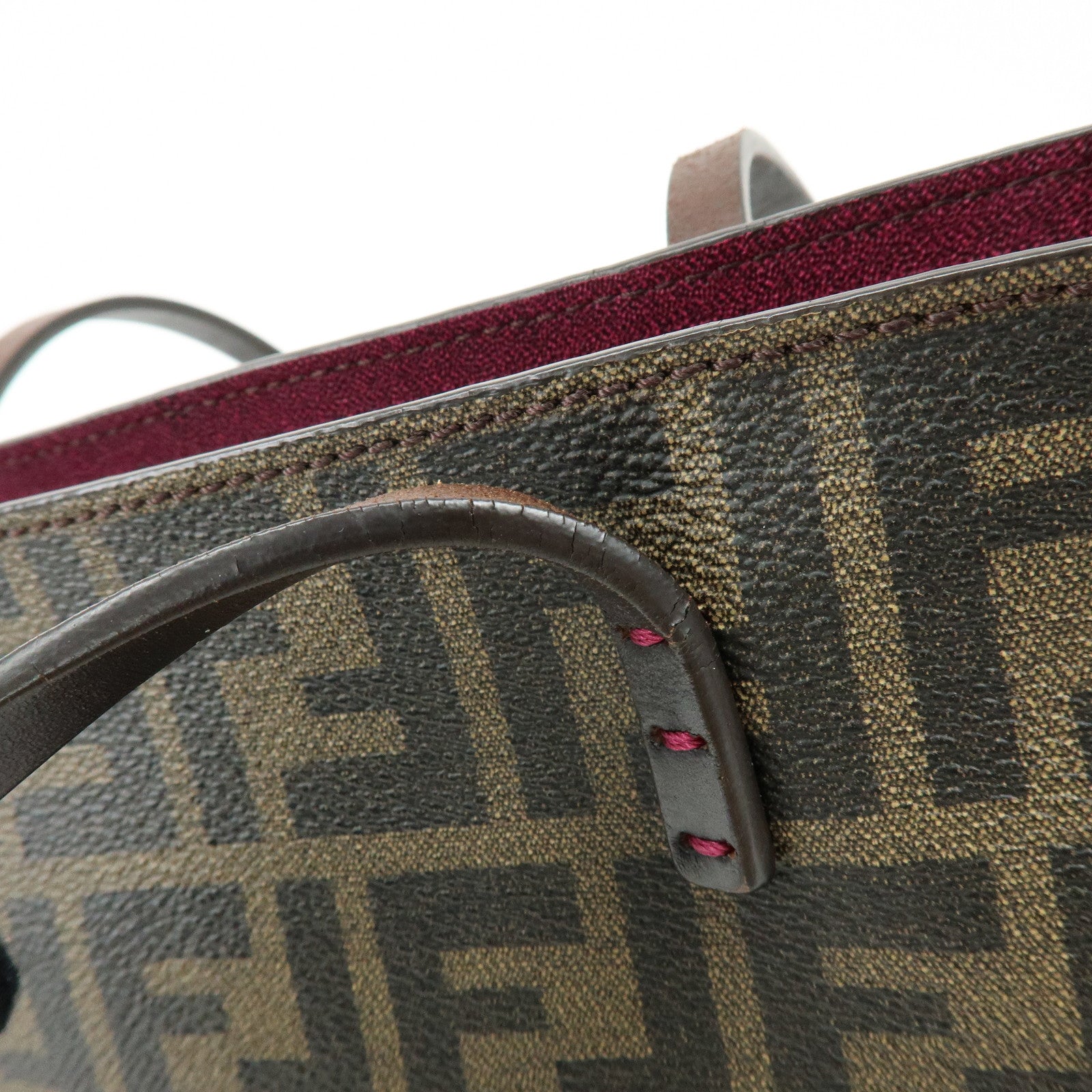 FENDI Zucca PVC Leather Tote Bag Shoulder Bag Brown Black 8BH198