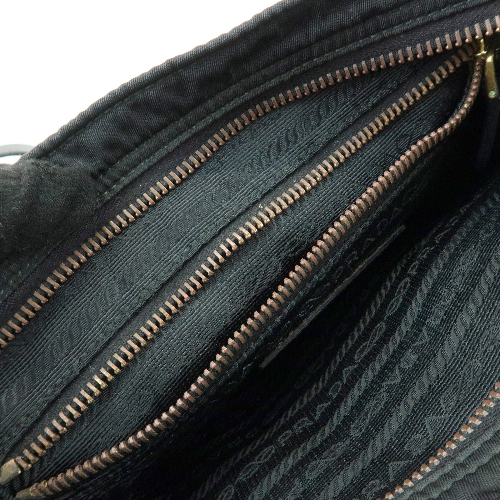 PRADA Nylon Saffiano Leather Shoulder Bag Crossbody Bag Black