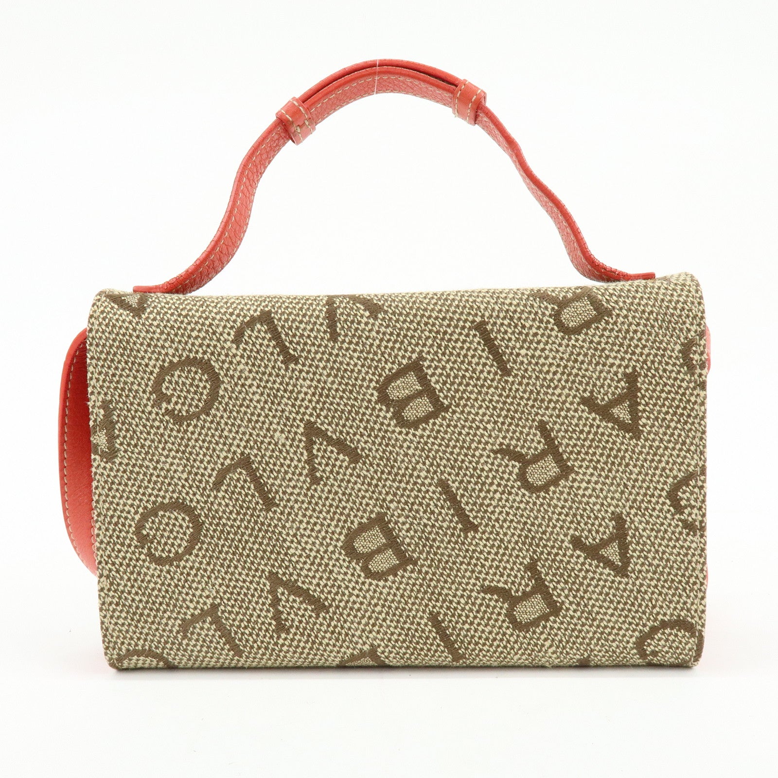 BVLGARI Logomania Jacquard Leather Bi-fold Long Wallet 2Way Bag Beige