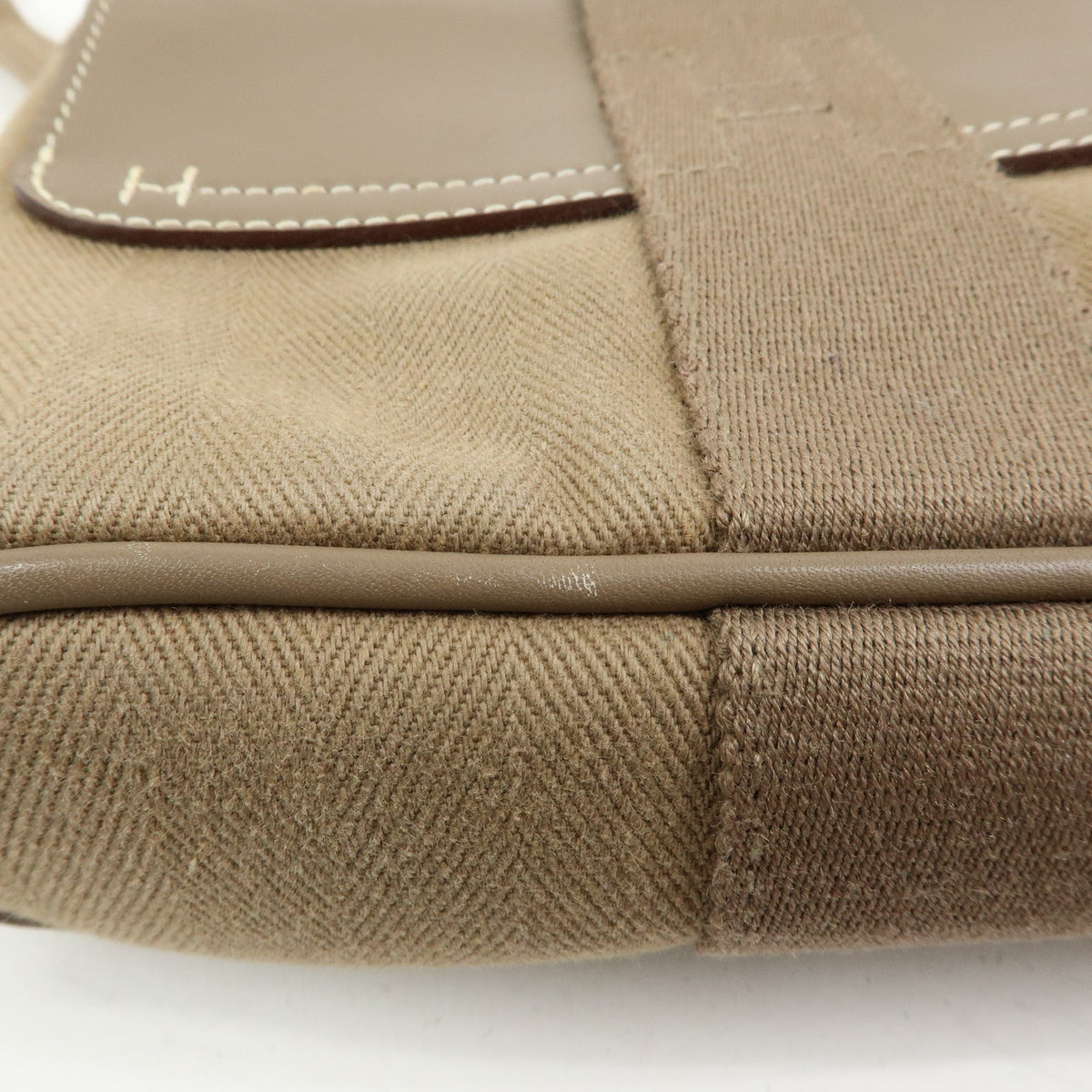 HERMES Valparaiso Long PM Calf Skin Tote Bag Hand Bag Etoupe