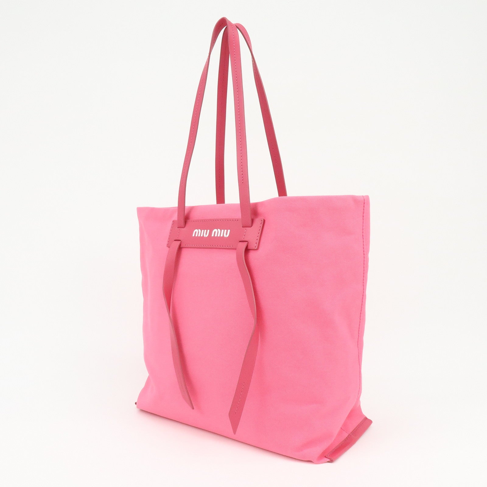 MIU MIU Canvas Leather Tote Bag Shoulder Bag Pink 5BG116
