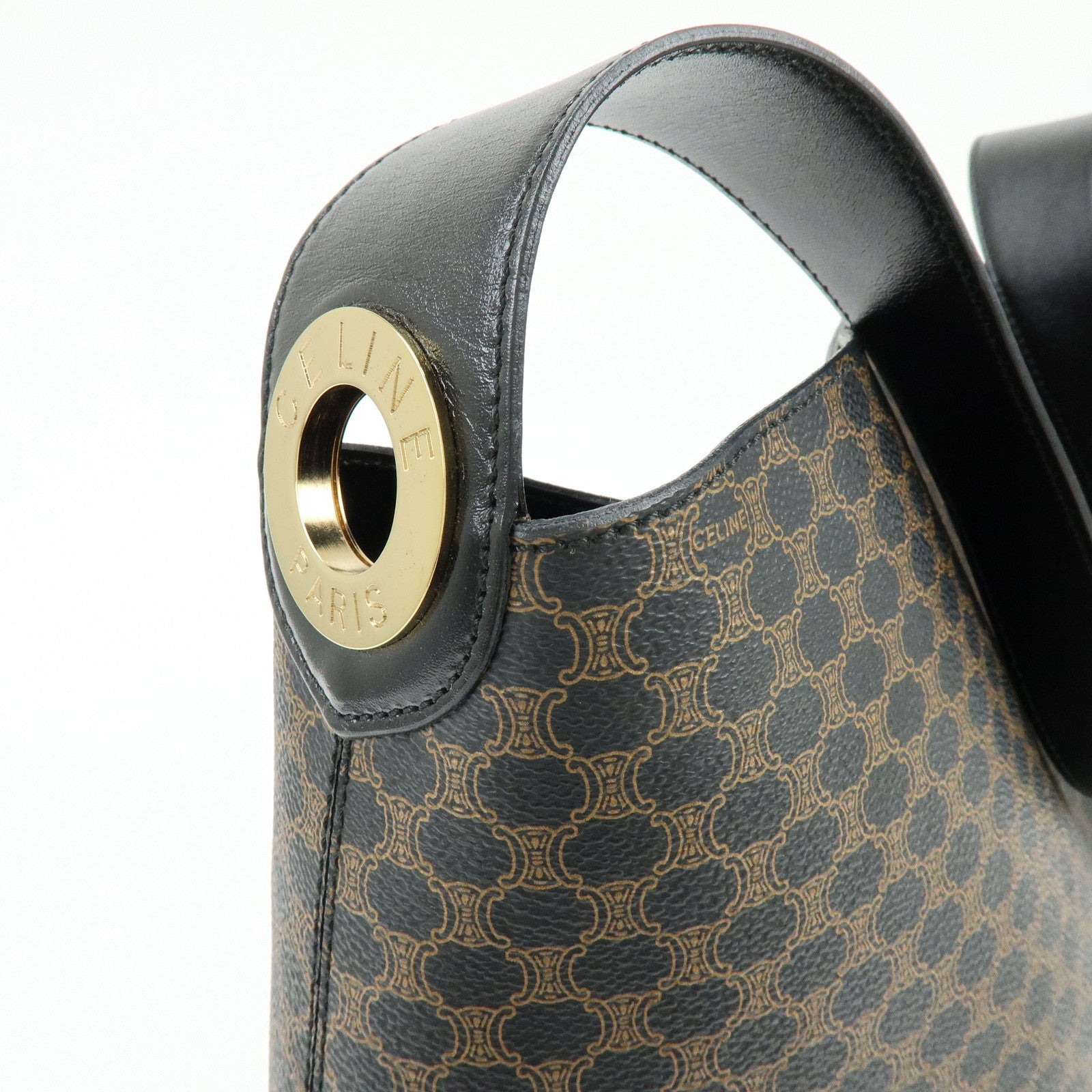 CELINE Macadam PVC Leather Shoulder Bag Brown Black