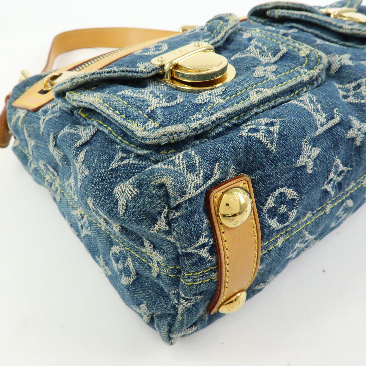 Louis Vuitton Monogram Denim Baggy PM 2Way Bag Shoulder Bag Blue M95049