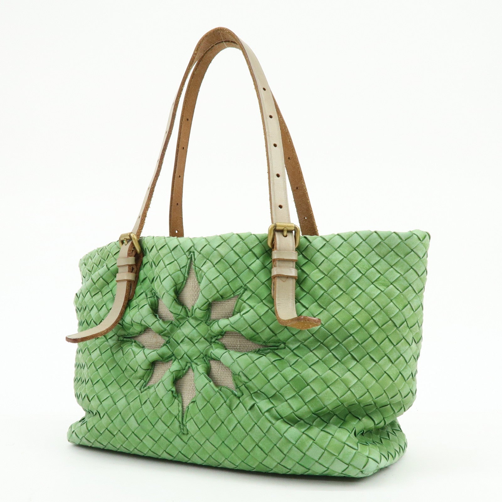 BOTTEGA VENETA Intrecciato Flower Shoulder Bag Tote Bag Green 169759