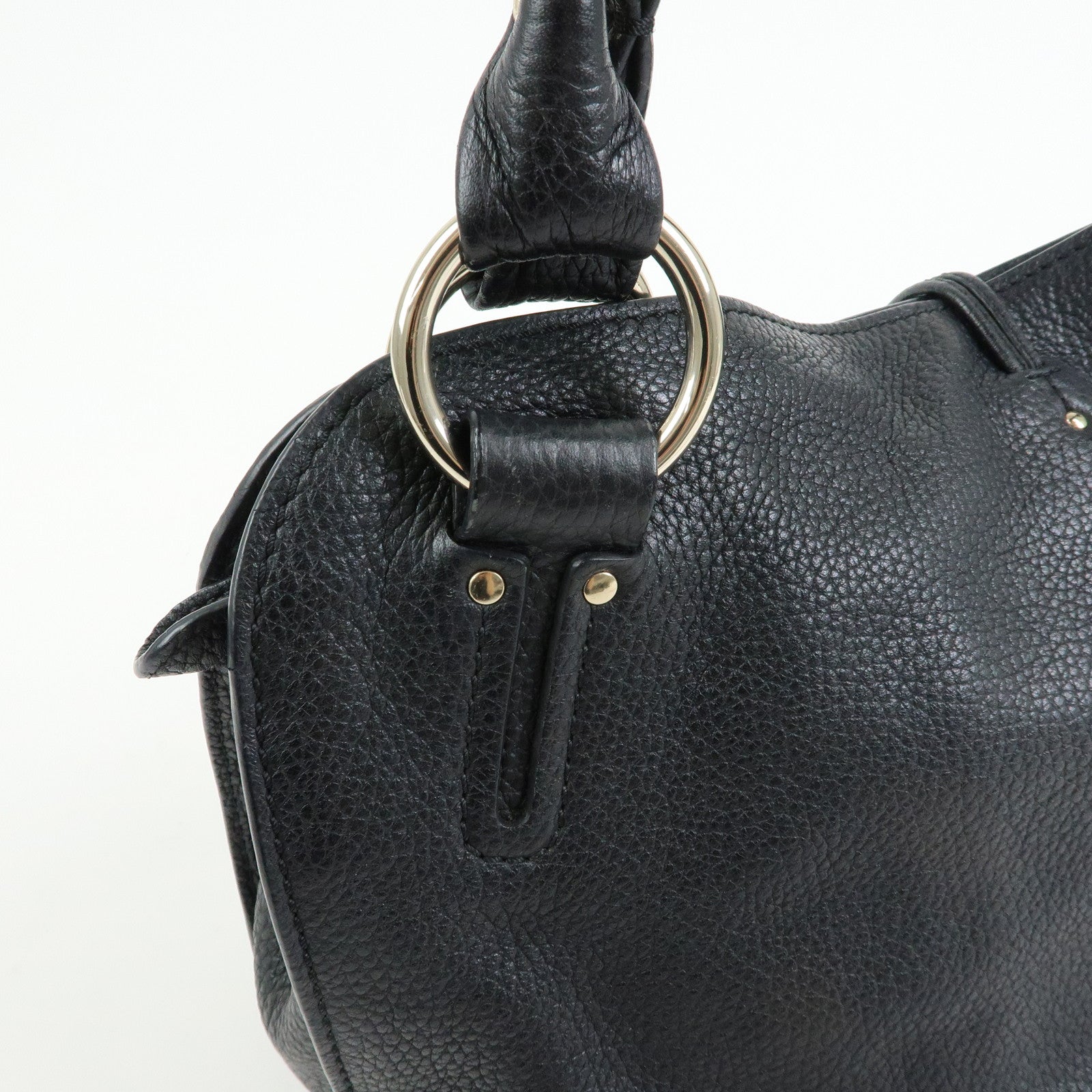 CELINE Macadam Bittersweet Leather Shoulder Bag Hand Bag Black