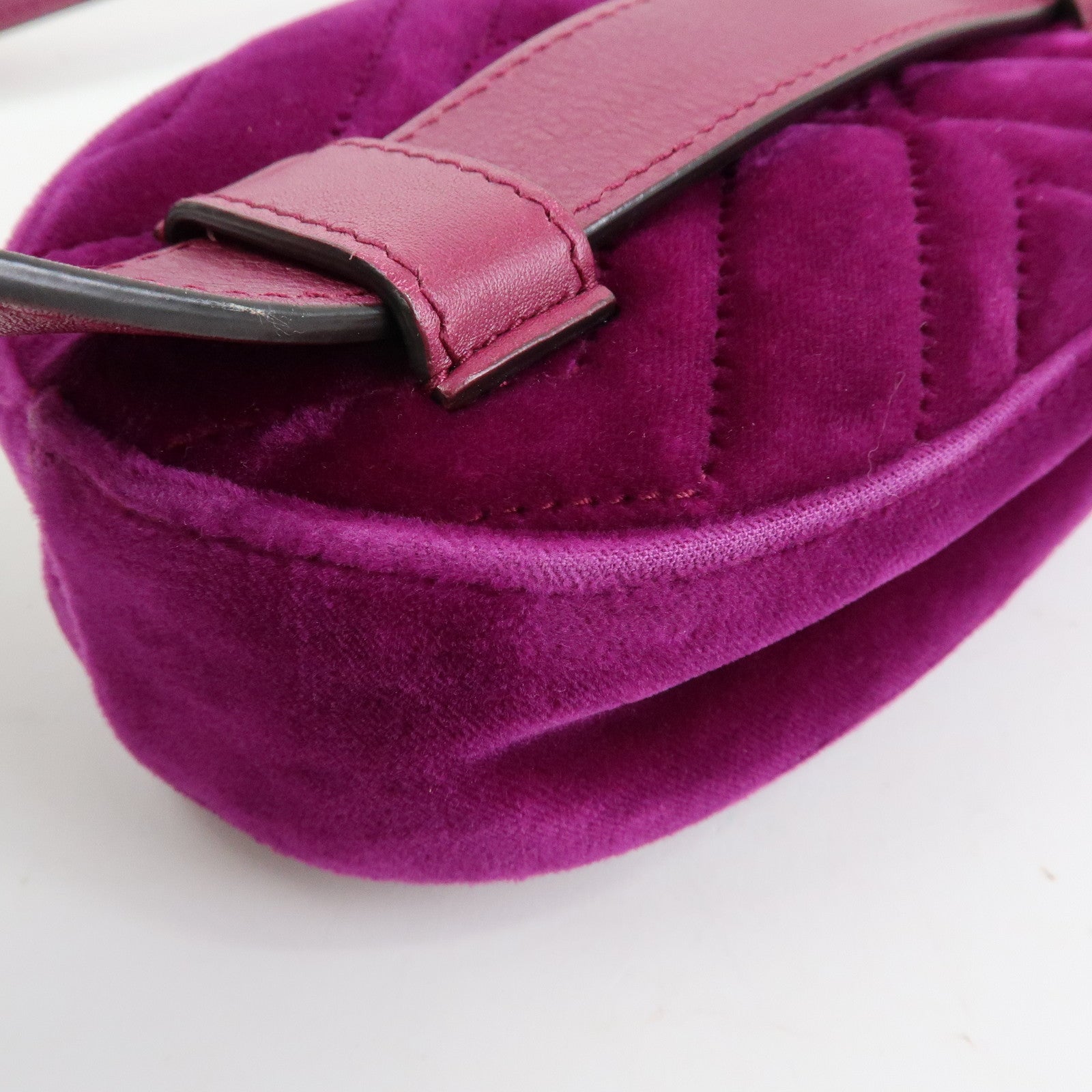 GUCCI GG Marmont Double G Velvet Leather Waist Pouch Body Bag 476434