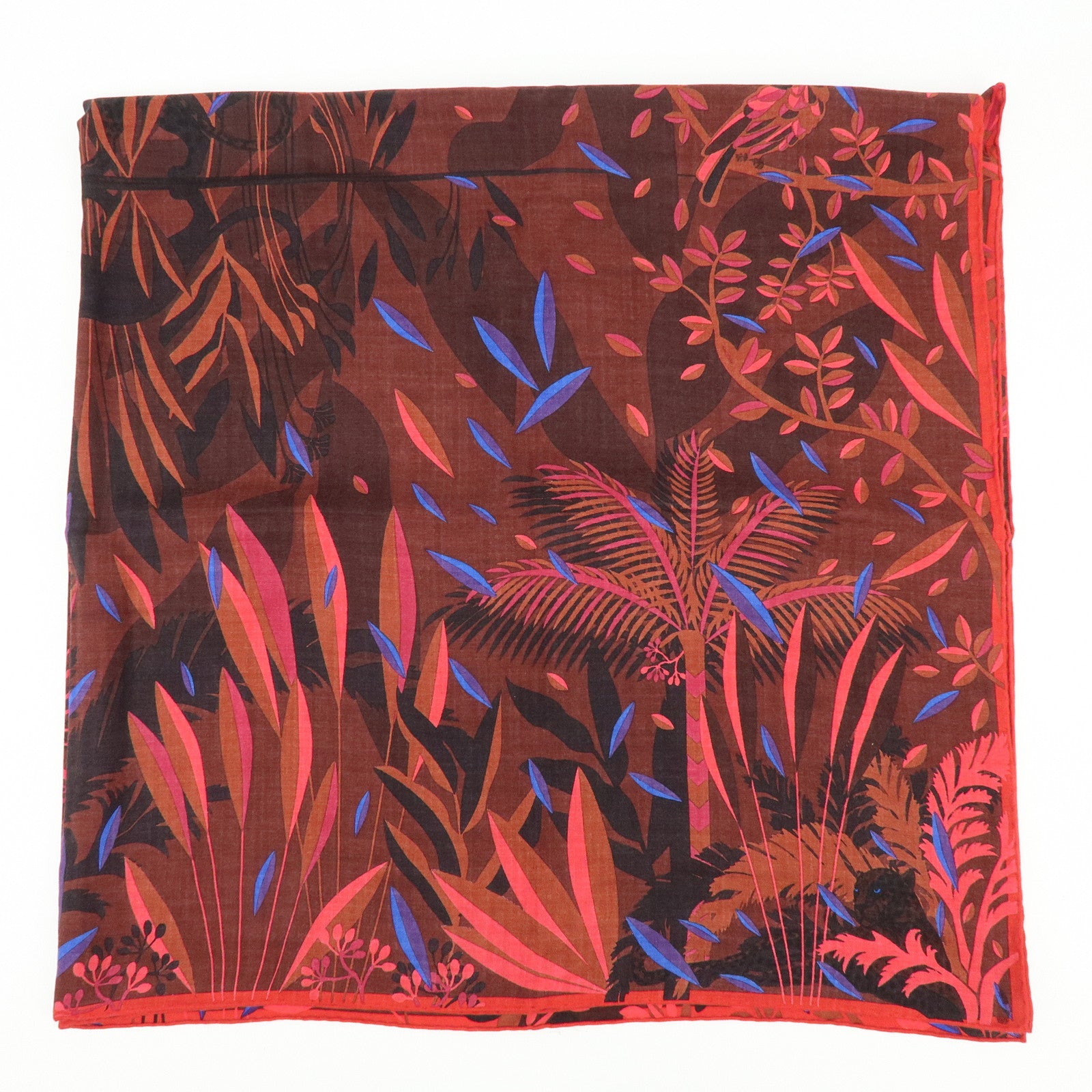 Cartier Cashmere Silk Scarf Stole Brown Purple Blue Black Coral
