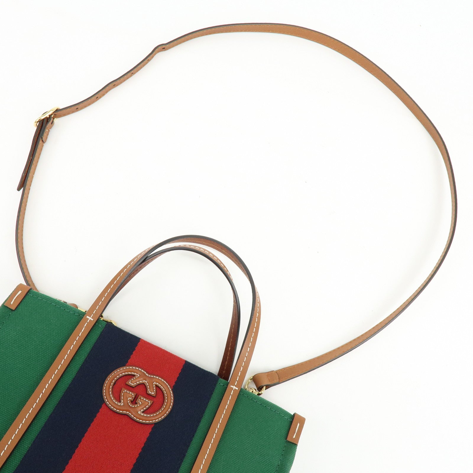 GUCCI Interlocking G Sherry Canvas 2Way Bag Hand Shoulder Bag 727728