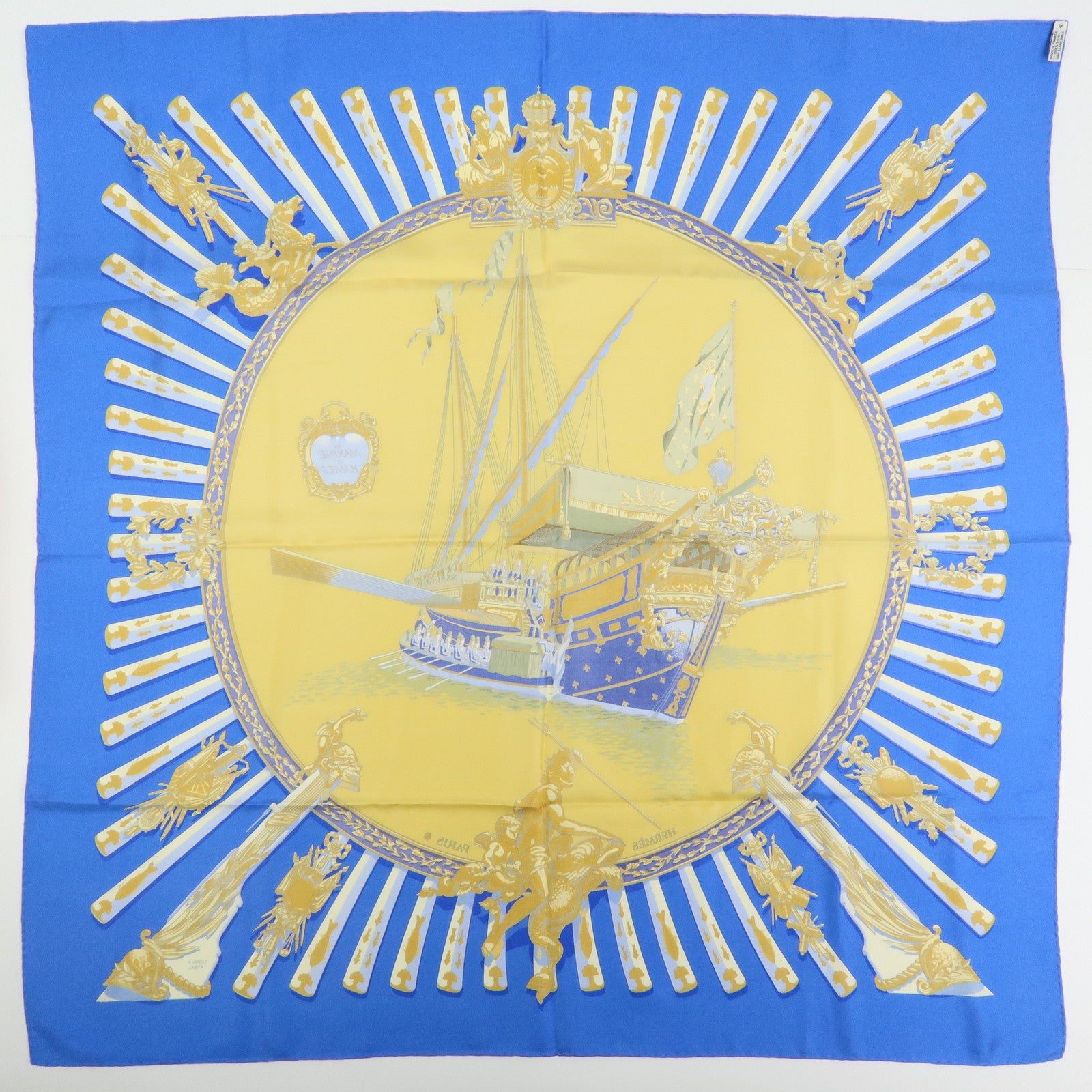 HERMES Set of 2 Carre90 Silk 100% Scarf La MARINE a RAMES/GRAND APPARAT