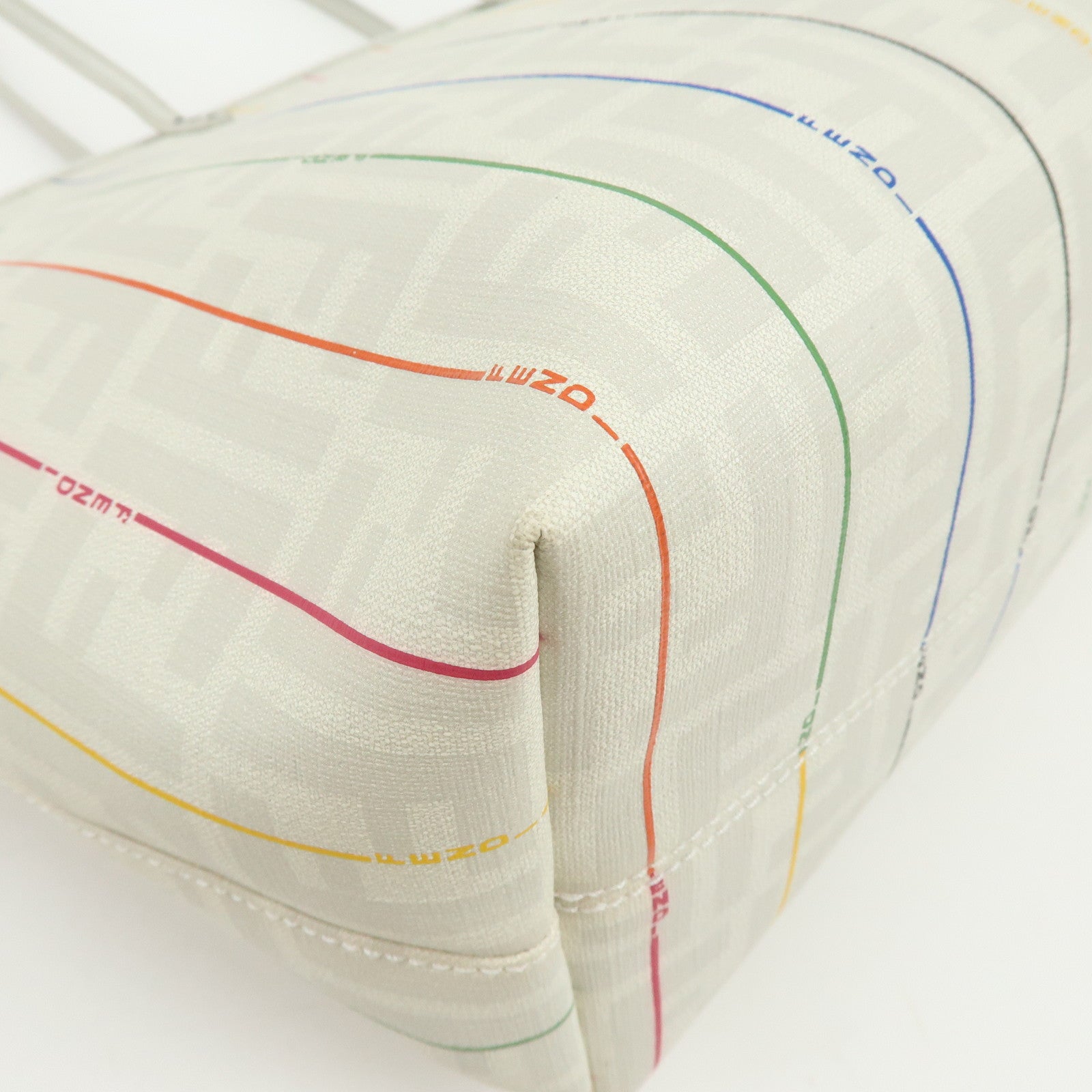 FENDI Zucca PVC Leather Tote Bag Shoulder Bag White Multicolor 8BH185