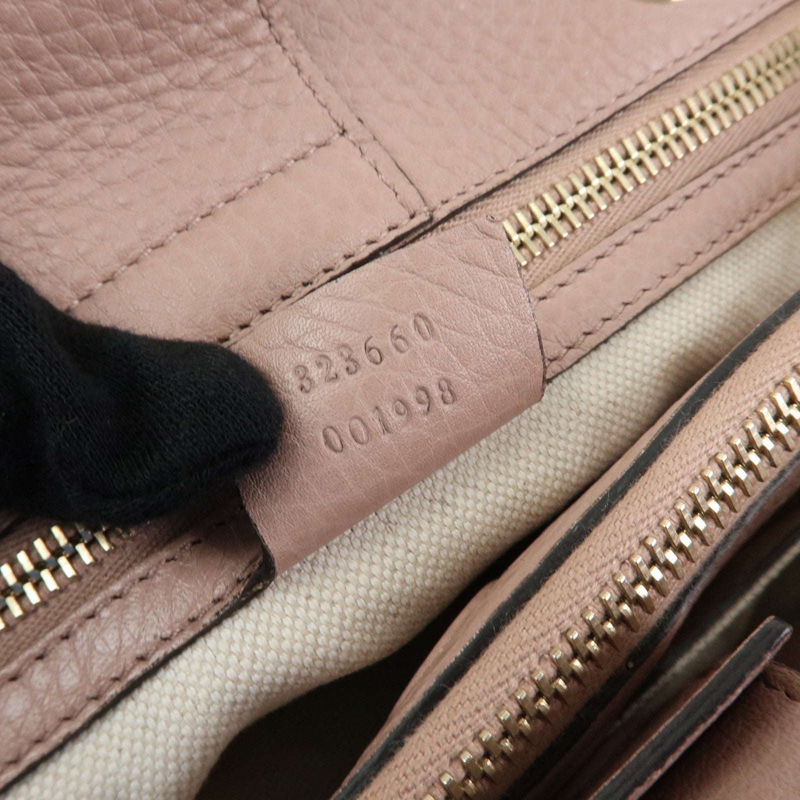 GUCCI Bamboo Shopper Medium 2Way Bag Shoulder Bag Pink Beige 323660