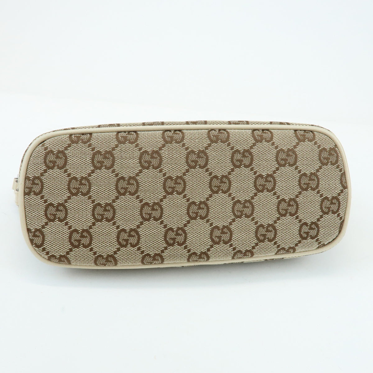GUCCI Boat Bag GG Canvas Leather Hand Bag Accessory Pouch Beige 07198