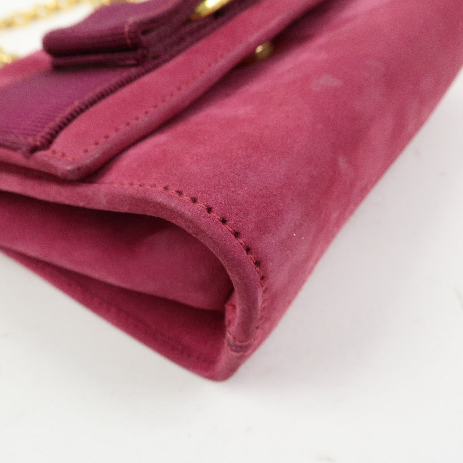 Ferragamo Varra Ribbon Suede 3Way Bag Chain Shoulder Bag Purple