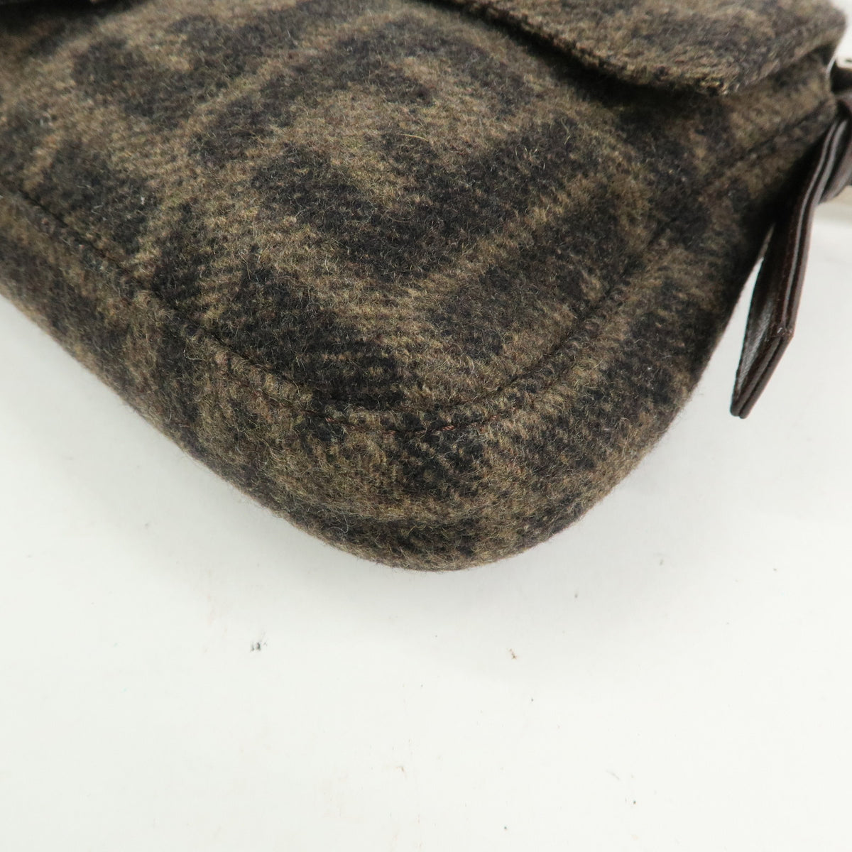 FENDI Zucca Mamma Baguette Wool Leather Shoulder Bag Hand Bag 26424