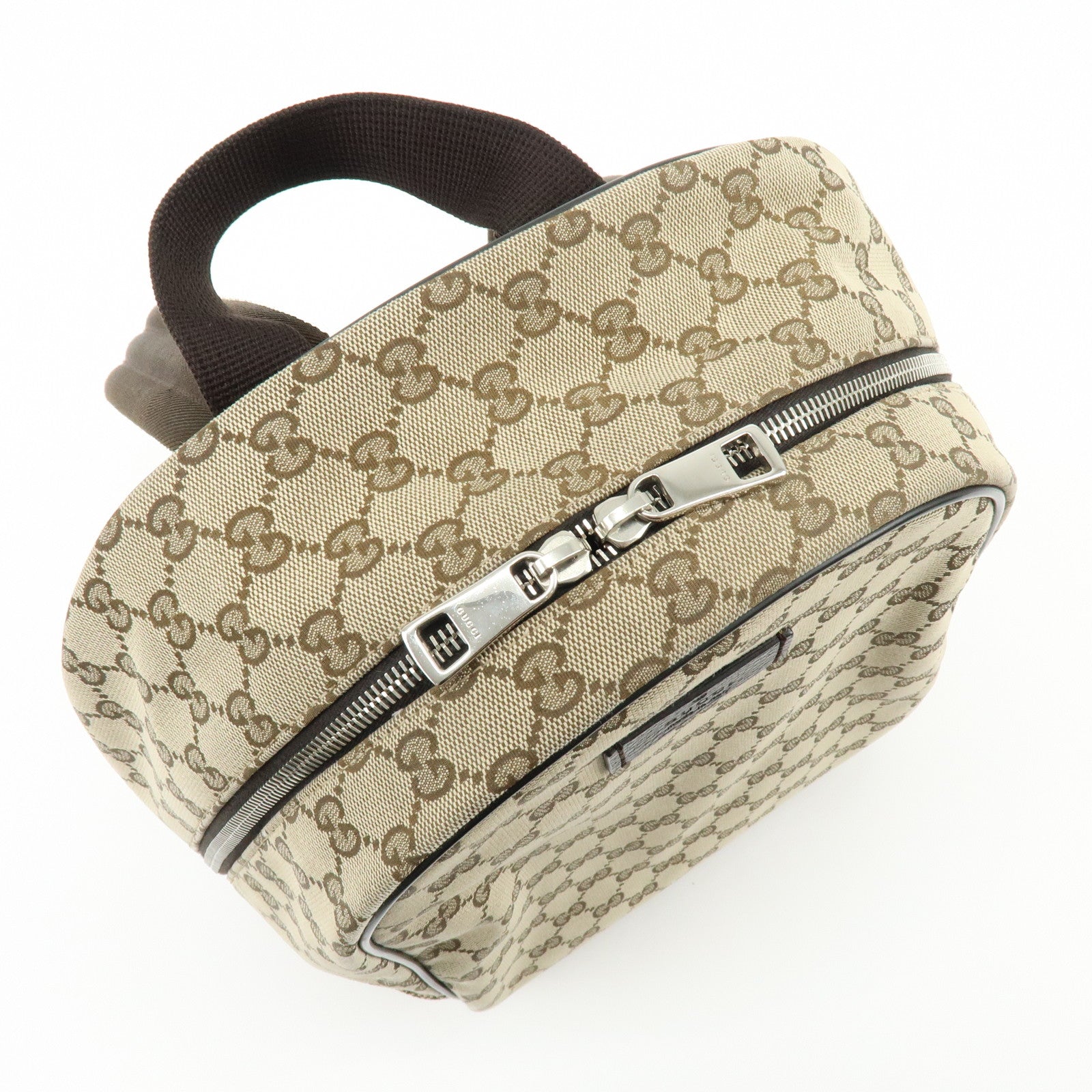 GUCCI GG Canvas Leather Backpack Rucksuck Beige Brown 449906