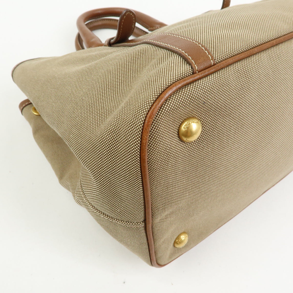 PRADA Triangle Logo Jacquard Canvas Leather 2Way Bag Tote Bag BN1841