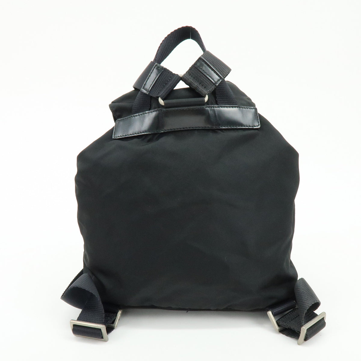 PRADA Triangle Logo Nylon Leather Backpack Rucksack Black