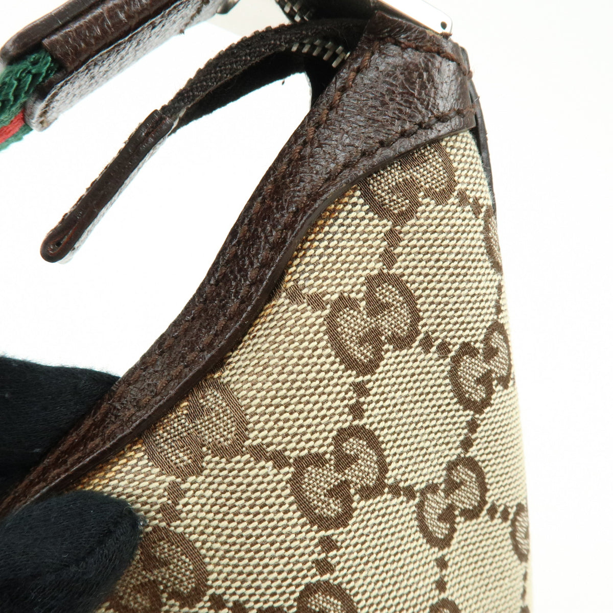GUCCI Sherry GG Canvas Leather Shoulder Bag Hand Bag Beige Brown 146243