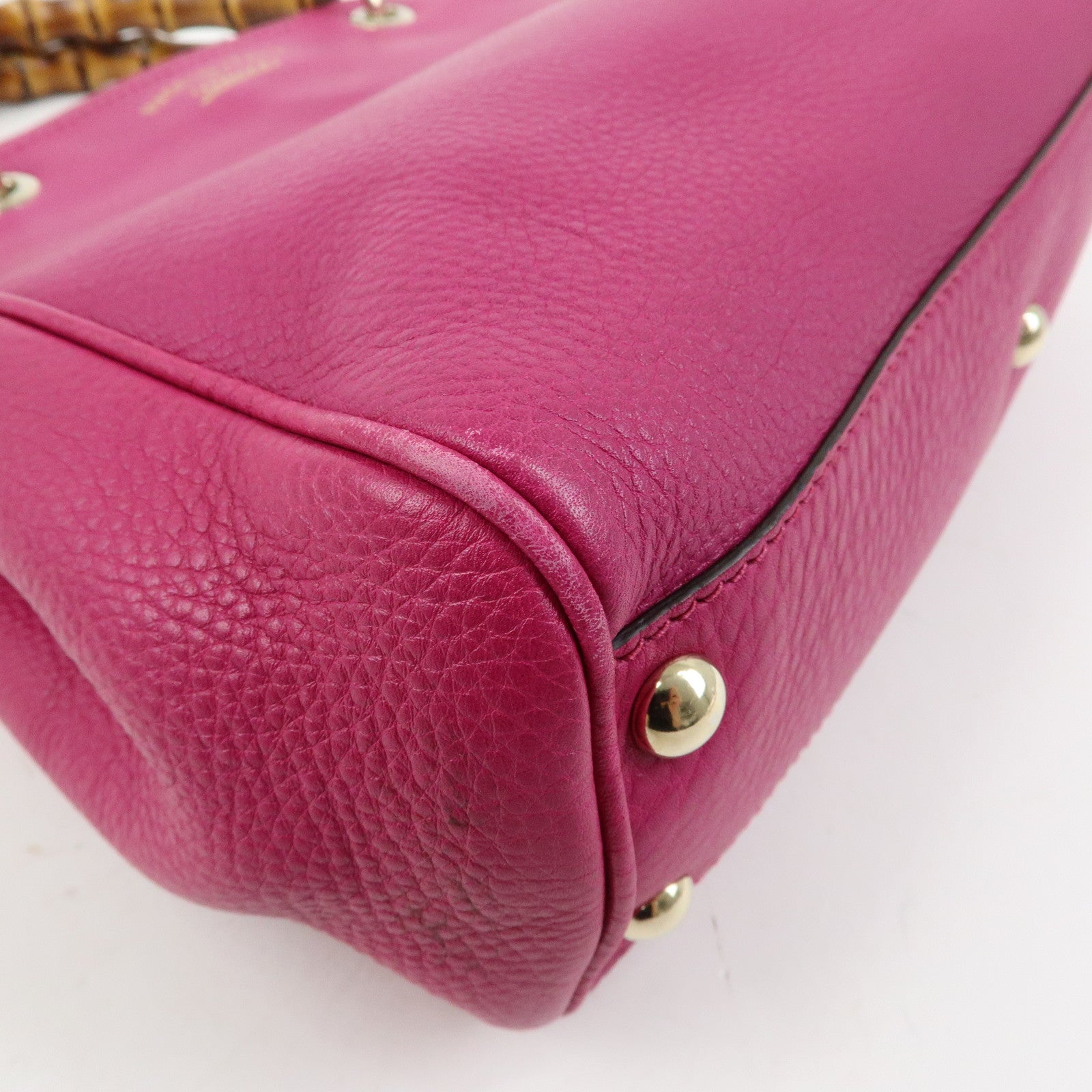 GUCCI Bamboo Shopper Small Leather 2Way Bag Tote Bag Pink 336032