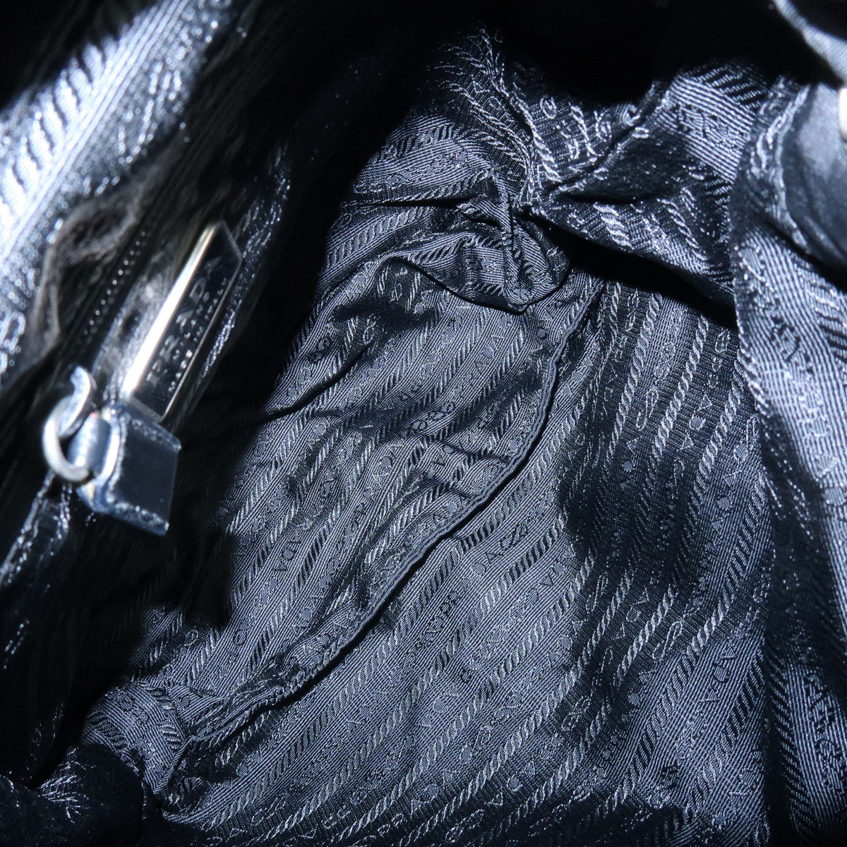 PRADA Triangle Logo Nylon Leather Backpack Rucksack Black