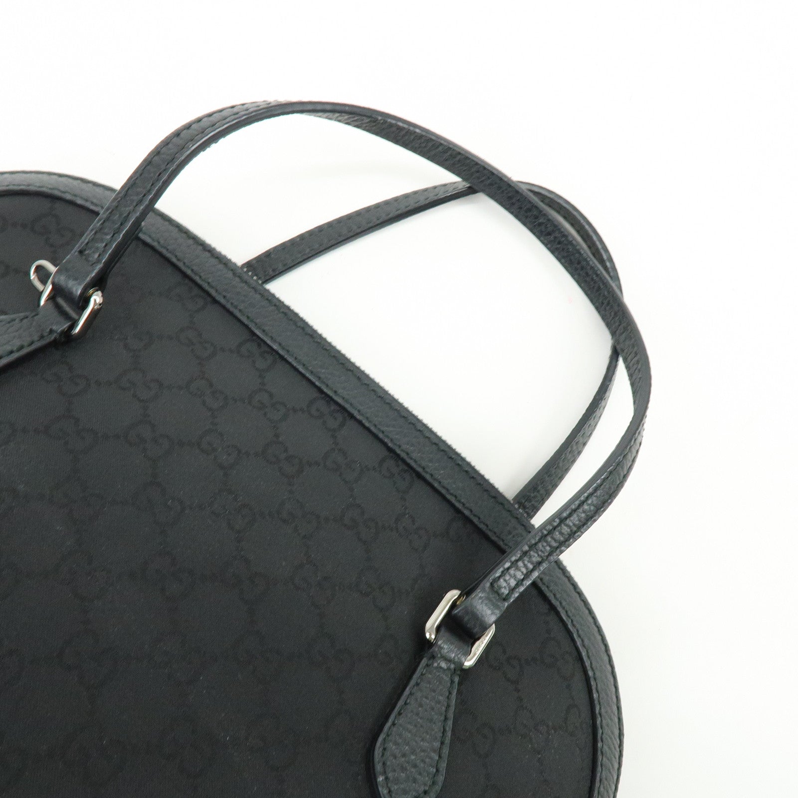 GUCCI GG Nylon Leather 2Way Bag Hand Shoulder Bag Black 420023