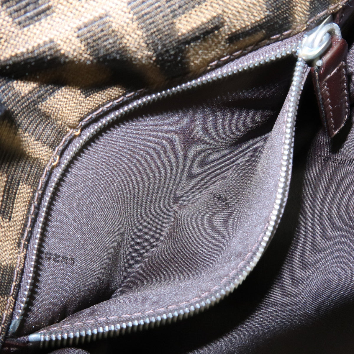 FENDI Zucca Jacquard Canvas Leather Shoulder Bag Brown Black 0915967002