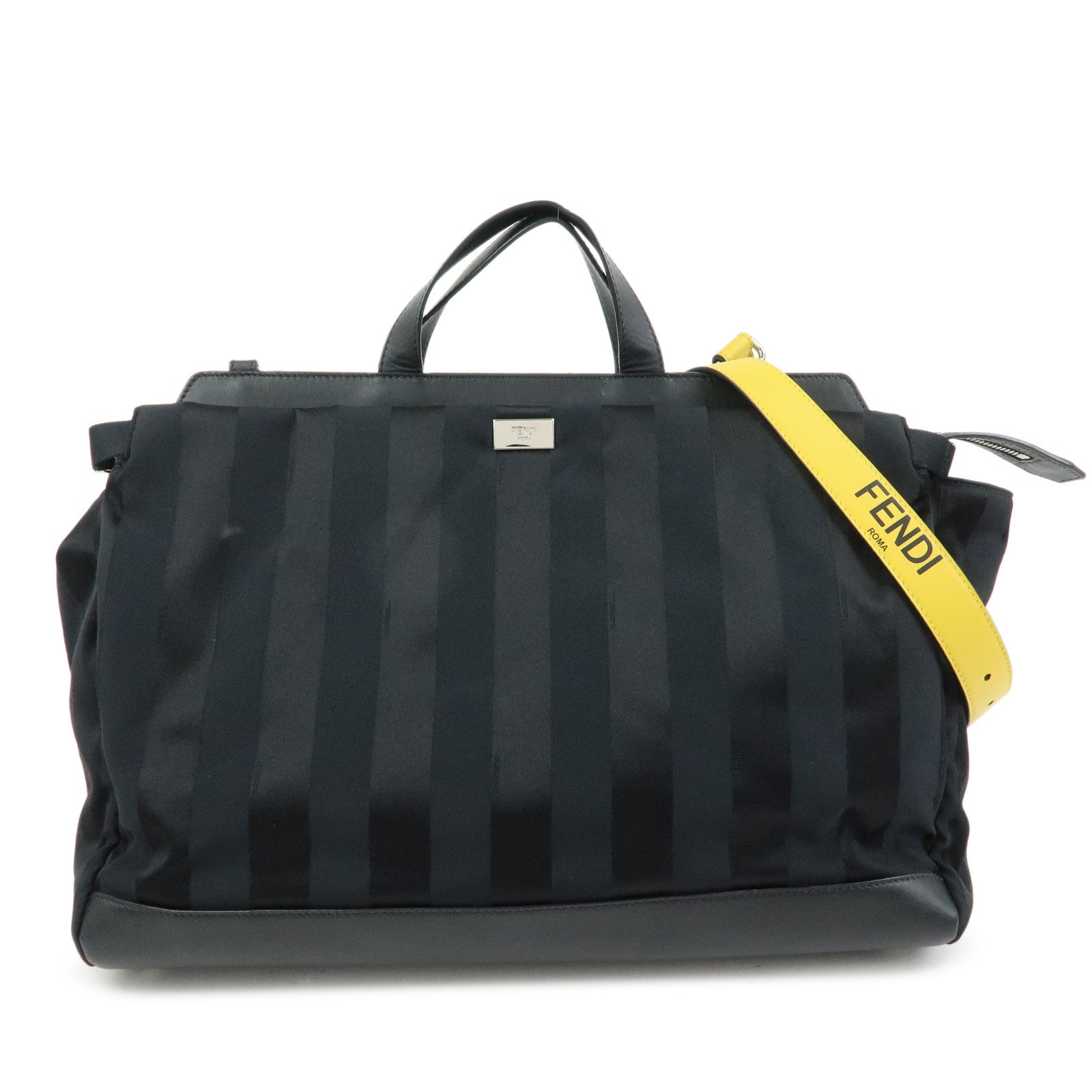 FENDI Pequin Peekaboo Iconic Medium Nylon 2Way Bag Hand Bag 7VA501