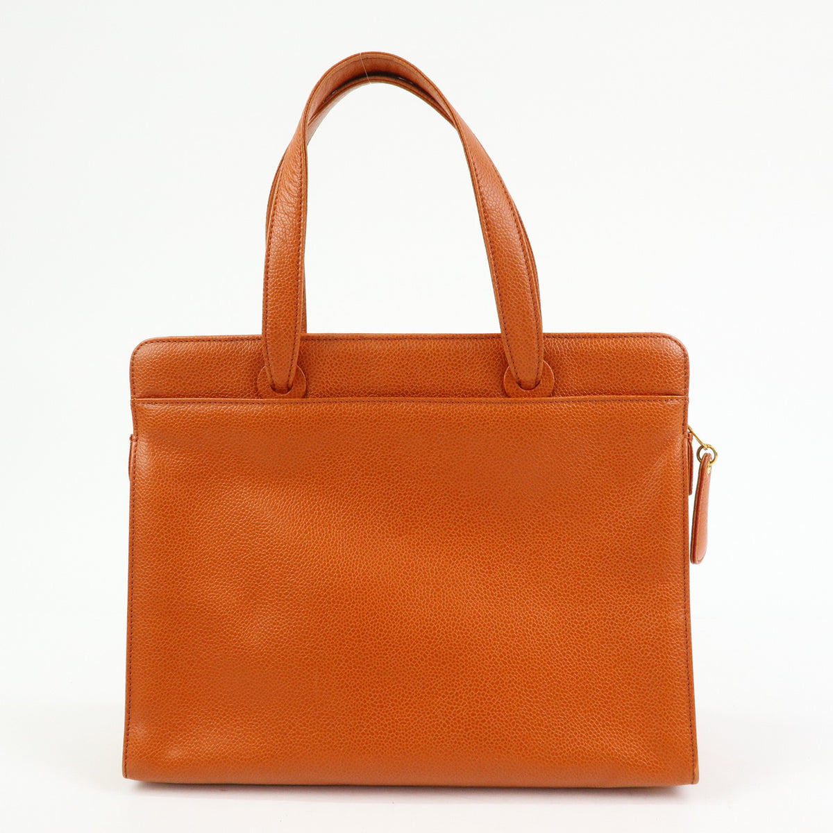 CHANEL Caviarskin Tote Bag Hand Bag Orange