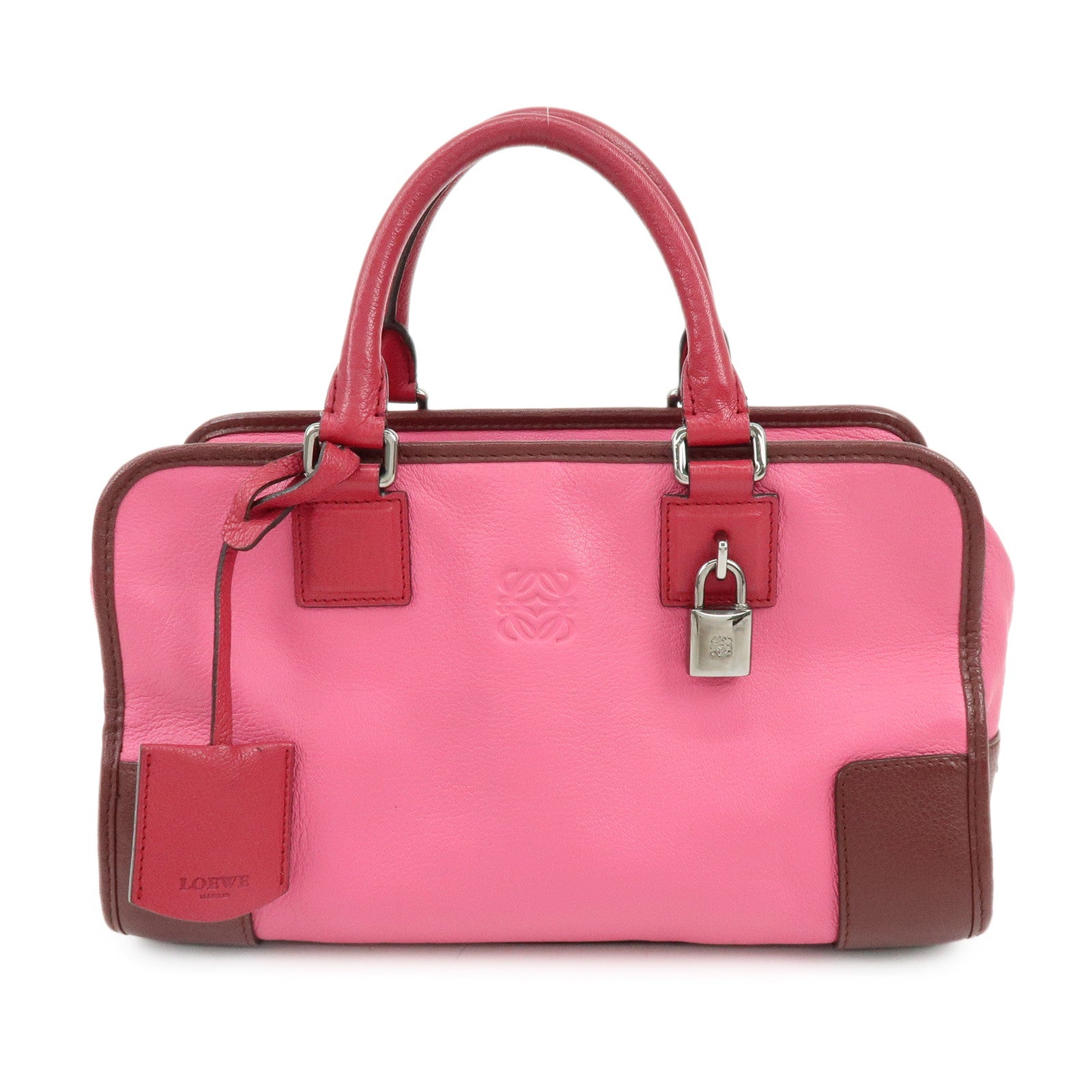 LOEWE Anagram Leather Amazona 28 Hand Bag Boston Bag Pink