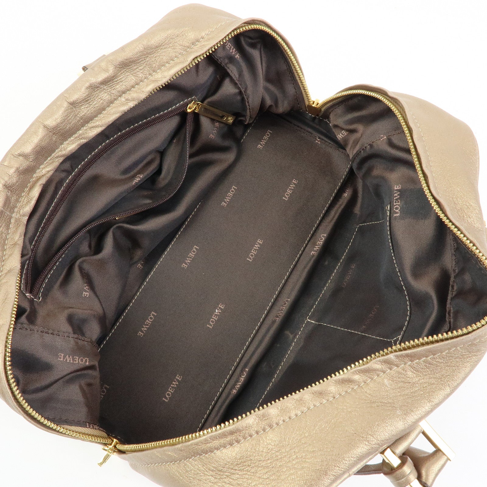 LOEWE Amazona 28 Nappa Leather Hand Bag Boston Bag Gold