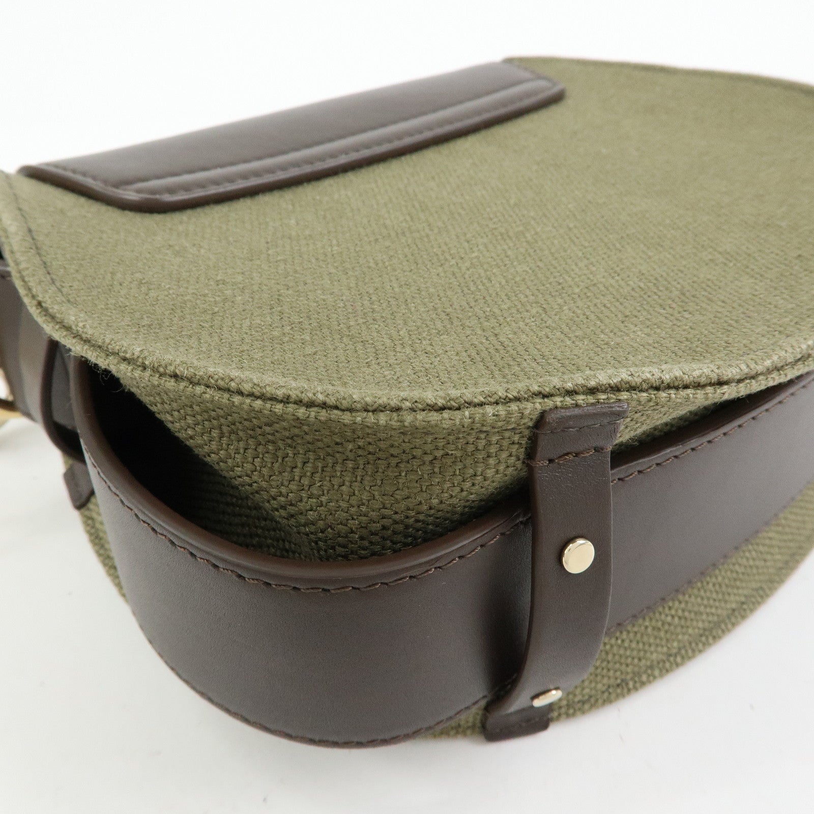 Chloe Tess Small Canvas Leather 2Way Bag Hand Bag Brown Green