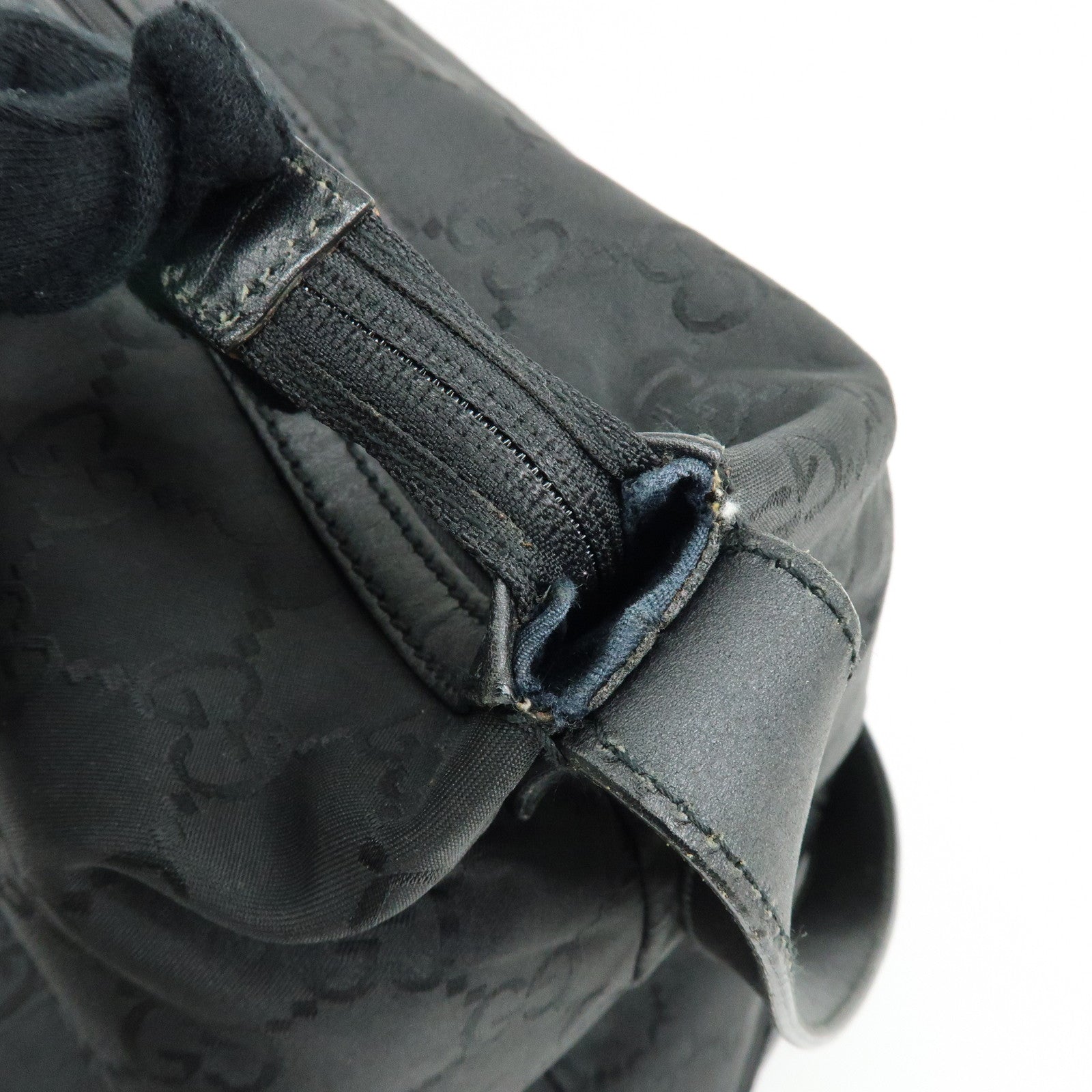 GUCCI GG Monogram Nylon Leather Boston Bag Travel Bag Black 105669