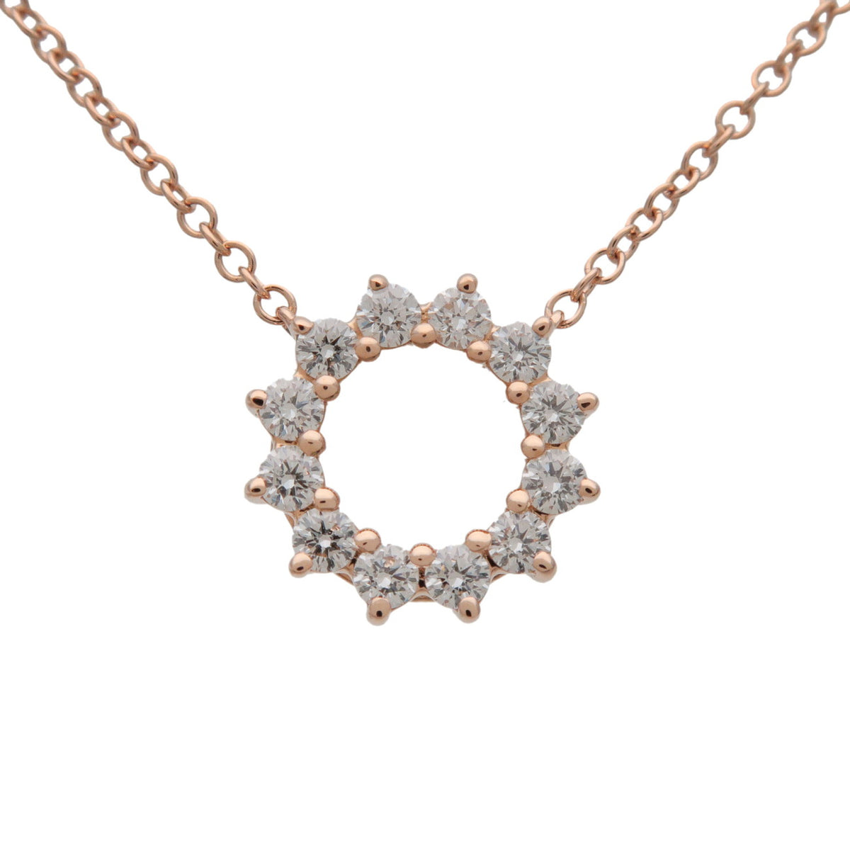 Tiffany & Co Open Circle Diamond Necklace K18 750PG Rose Gold