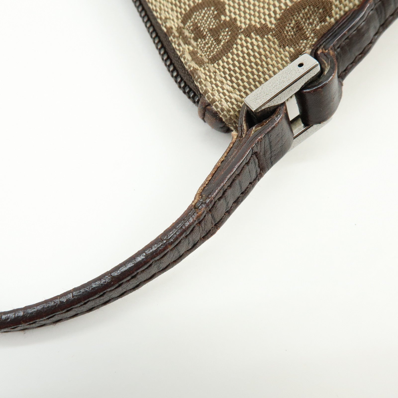 GUCCI Boat Bag GG Canvas Leather Hand Bag Accessory Pouch 07198