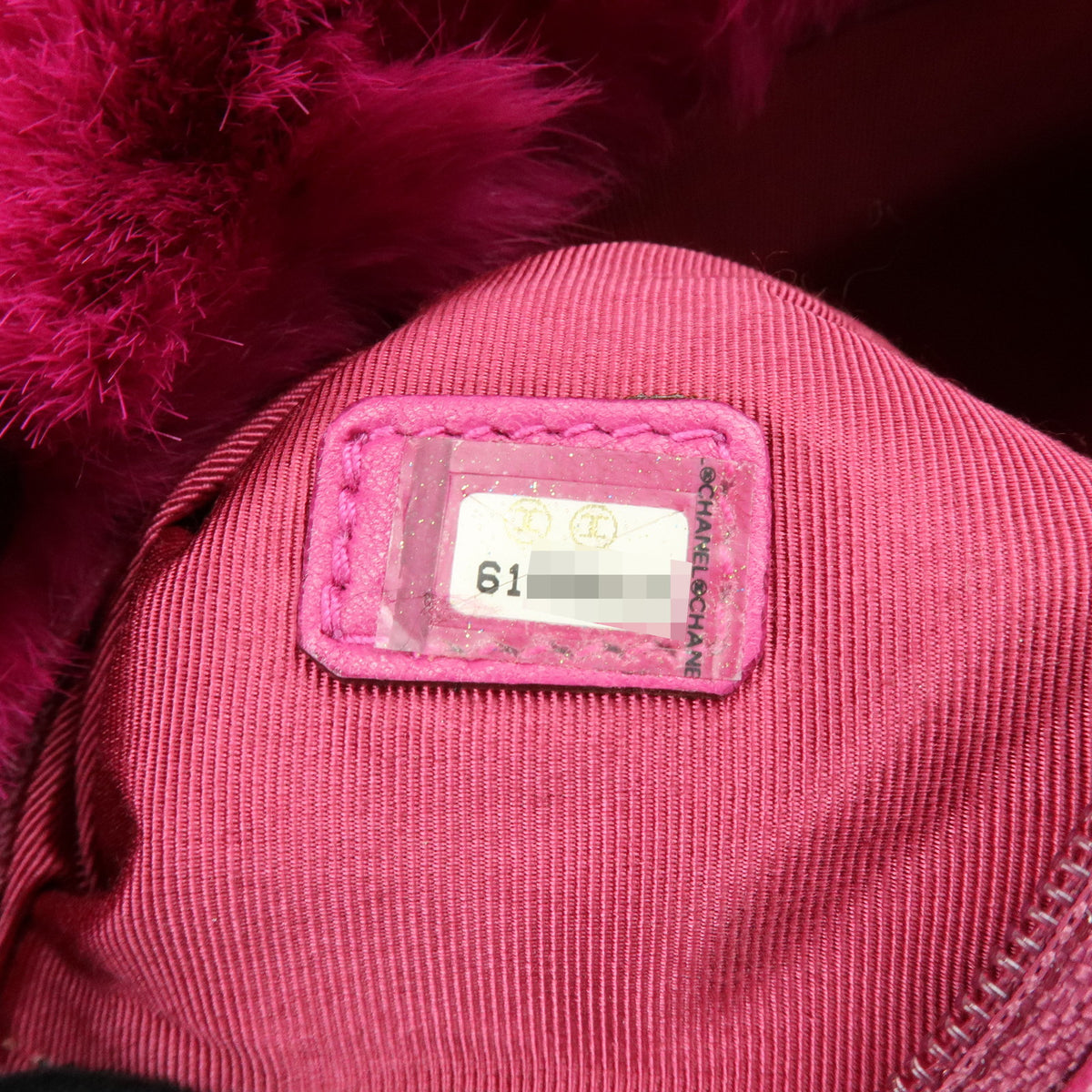 CHANEL COCO Mark Lapin Fur Leather Chain Shoulder Bag Magenta