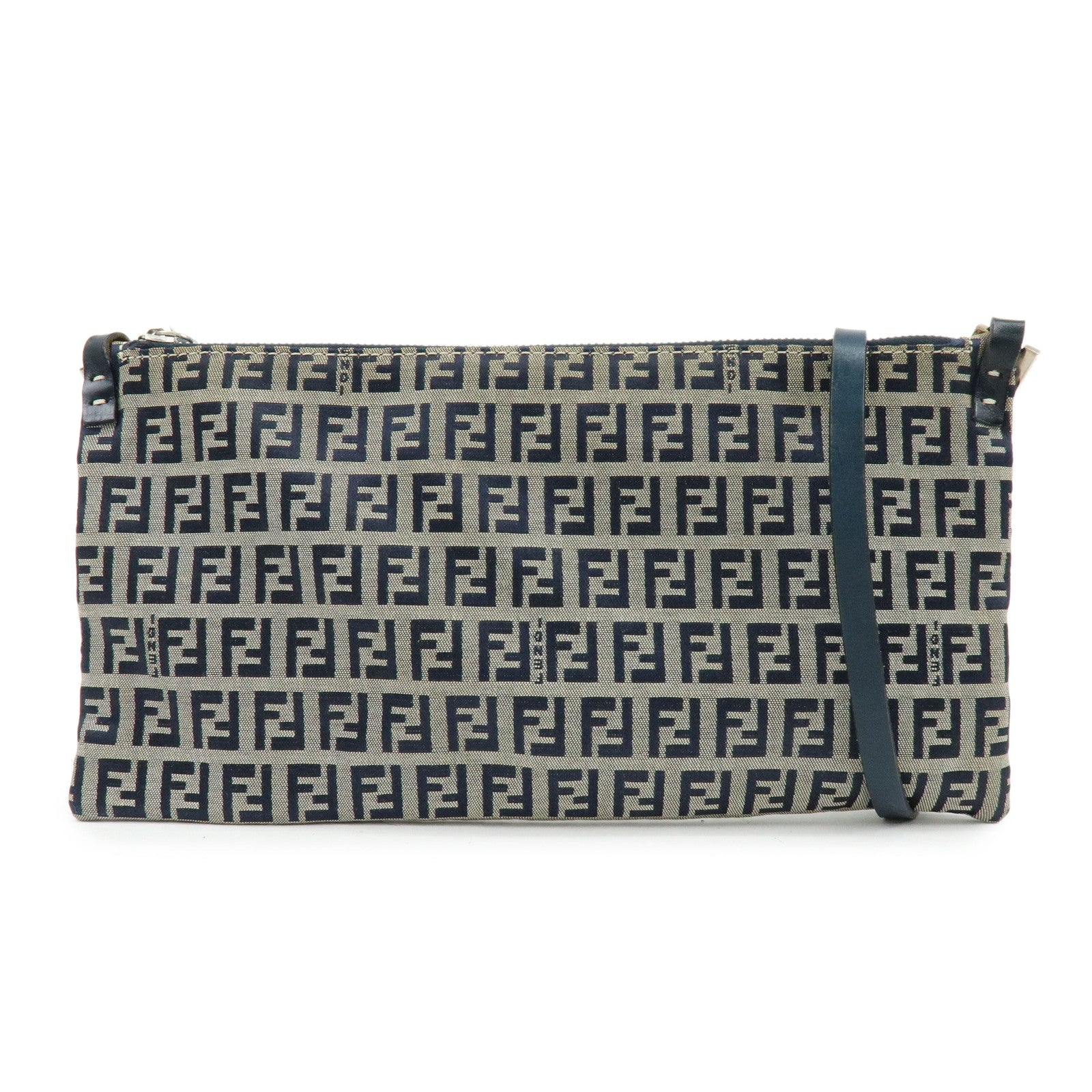 FENDI Zucchino Jacquard Canvas Leather Shoulder Hand Bag 71-16330-1-012
