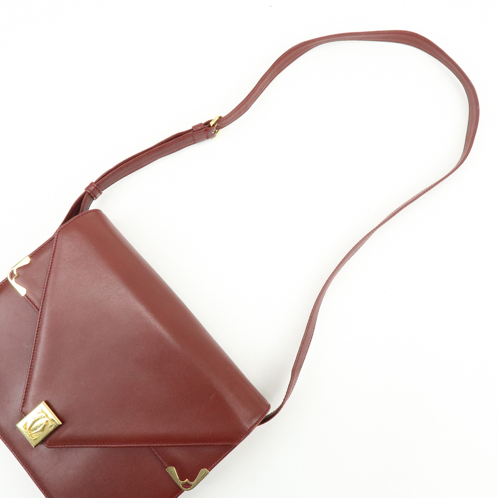 Cartier Must de Cartier Leather Double Flap Shoulder Bag Boudreaux