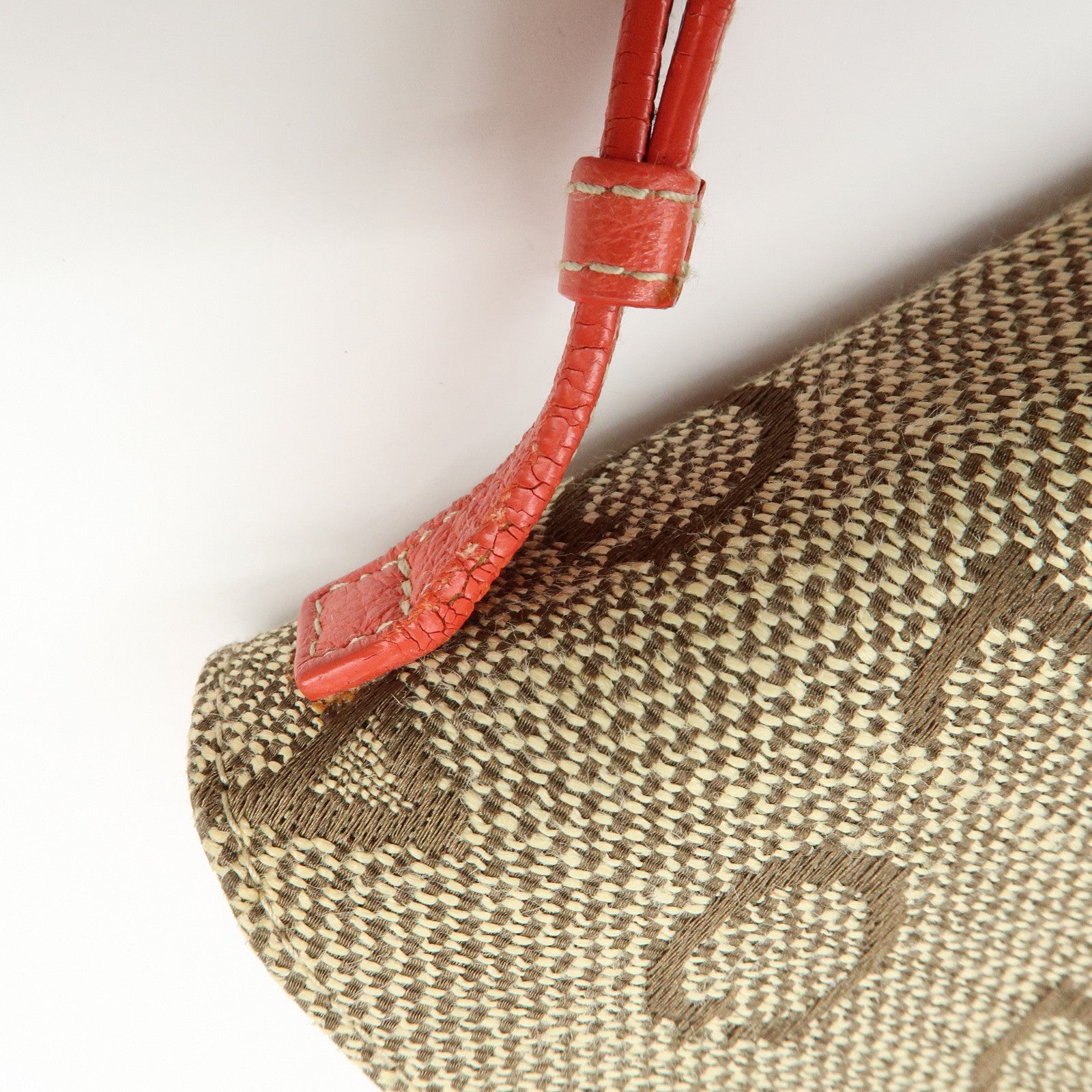 BVLGARI Logomania Jacquard Leather Bi-fold Long Wallet 2Way Bag Beige