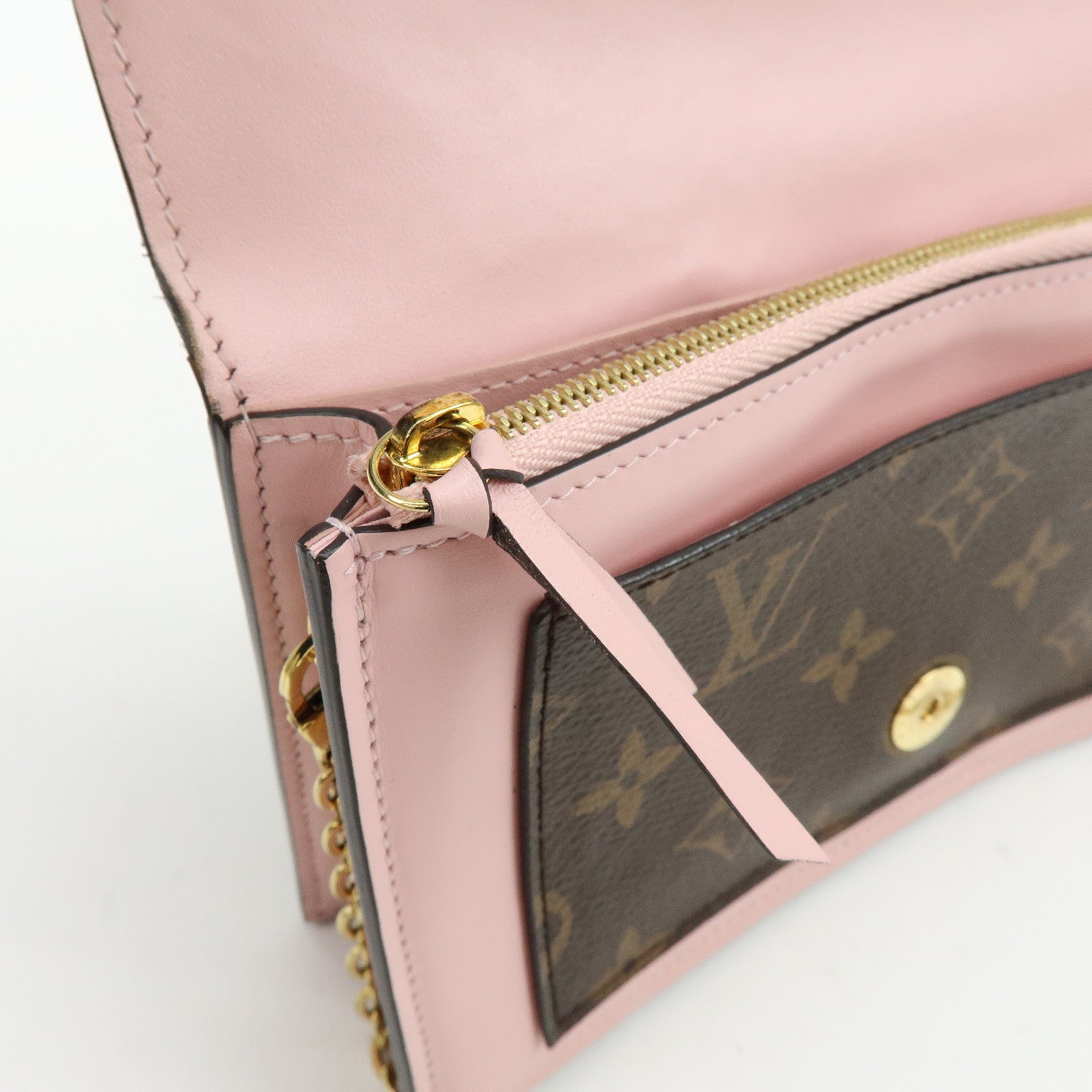 Louis Vuitton Monogram Portefeuille Flore Chain Wallet Pink M67405