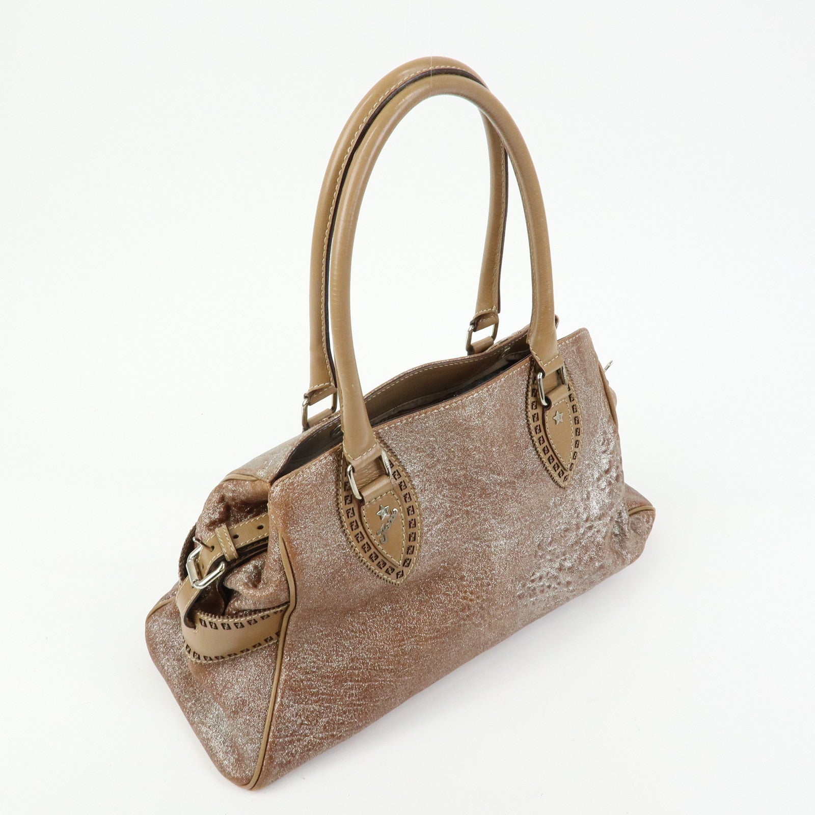 FENDI Ethnico Leather Tote Bag Shoulder Bag Hand Bag Beige 8BN162