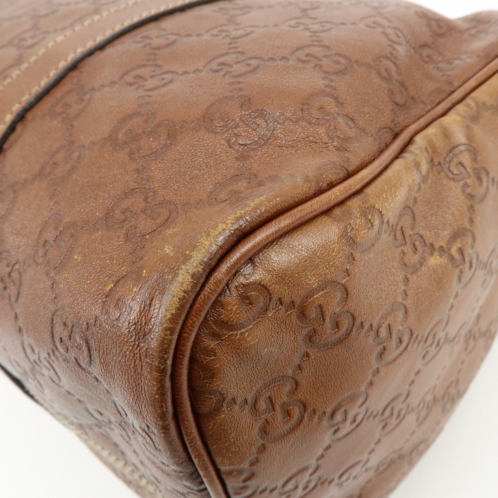 GUCCI Guccissima Leather Boston Bag Hand Bag Brown 193603