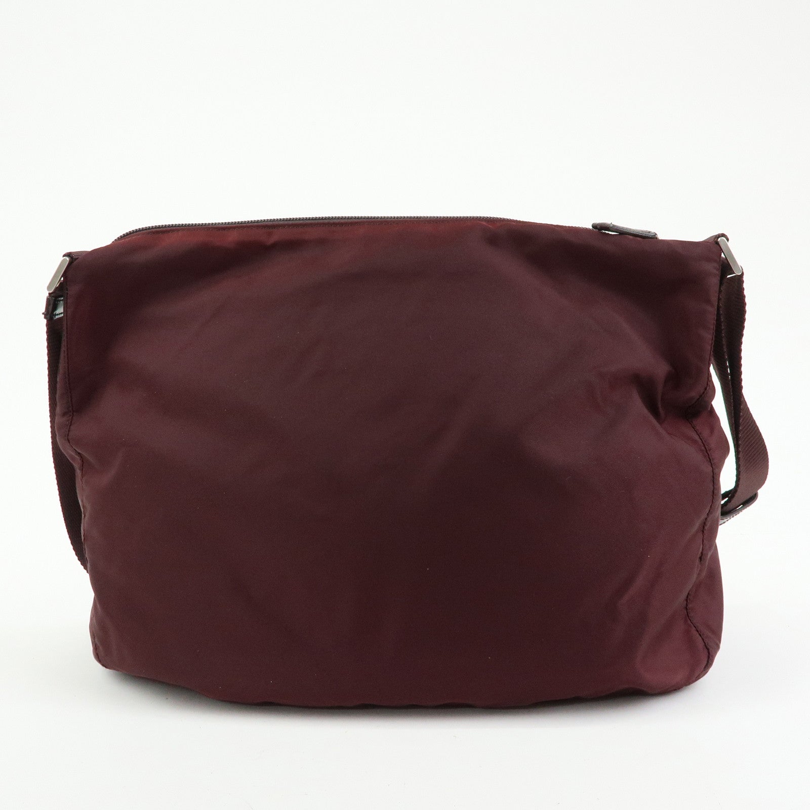 PRADA Triangle Logo Nylon Leather Shoulder Bag Burgundy BT0426